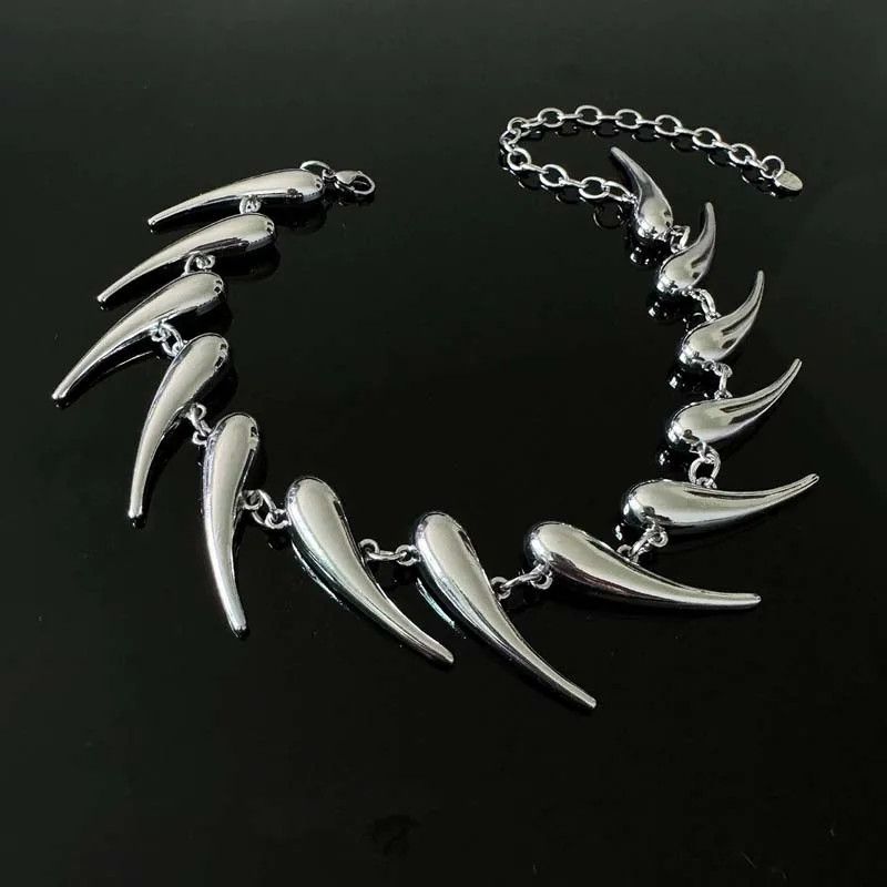 Jewelry Punk Rivet Chain Choker Water Drop Thorn Necklaces Size ONE SIZE - 2 Thumbnail