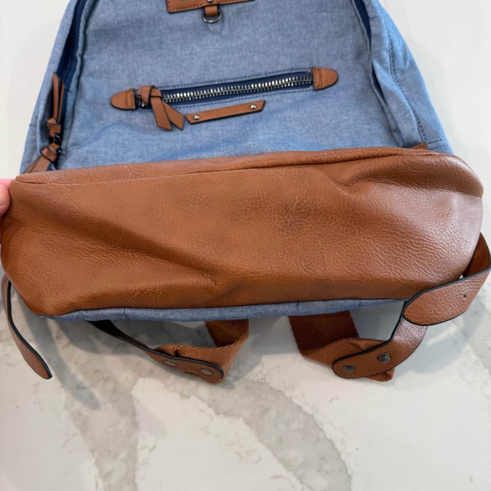 Aldo Aldo Denim Chambray Backpack Adjustable Strap Laptop Pocket Size ONE SIZE - 8 Thumbnail