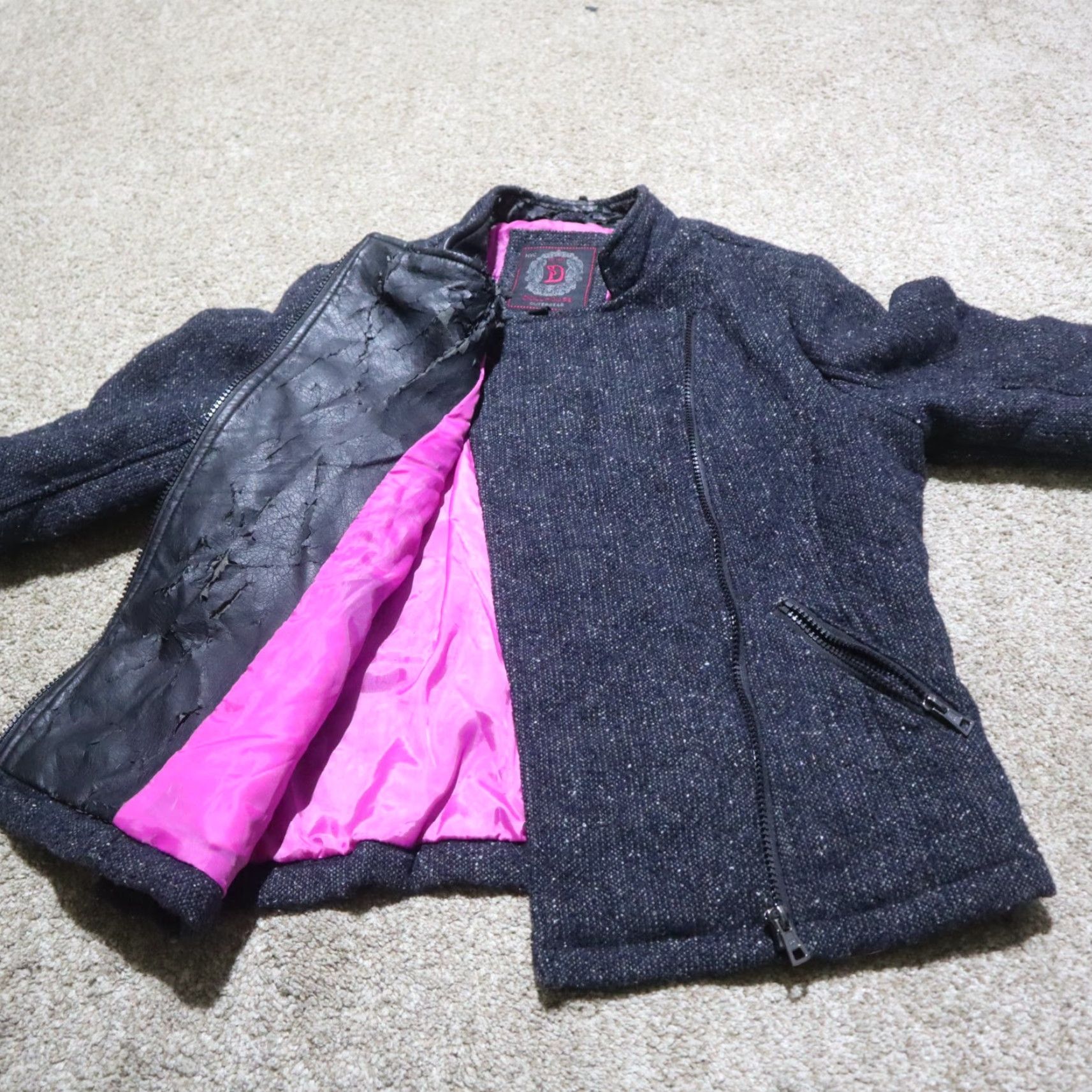 Vintage DollHouse Jacket Black Gray Adult Women's M Medium Clothes Shirt Motorcycle Theme Pockets Lightweight All Seasons Fall Winter Spring Women Size M / US 6-8 / IT 42-44 - 4 Thumbnail