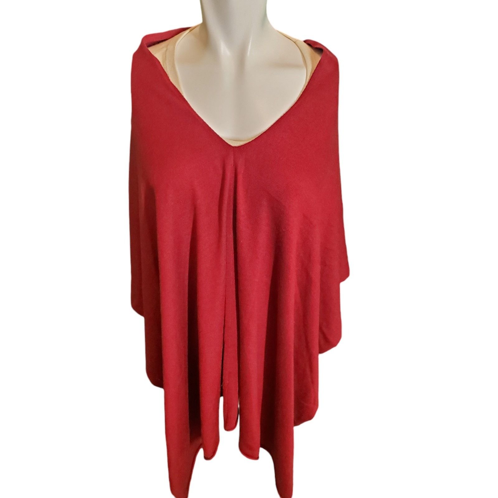 Anthropologie Kerisma Poncho Wool Blend Sweater Reversible Cowel V Neck Bu Size ONE SIZE - 3 Thumbnail