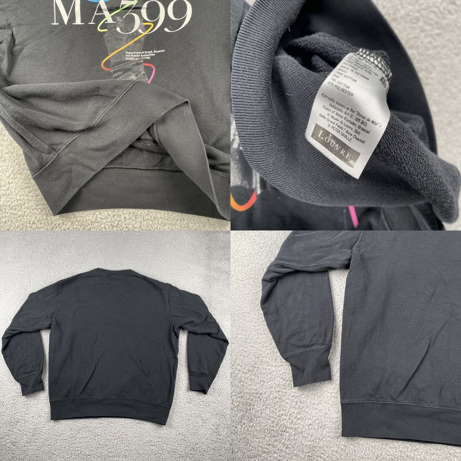 Uniqlo VINTAGE Uniqlo Sweatshirt Mens L Black Peter Saville Musee Du Louvre Aphrodite Venus de Milo Etruscan Roman 90s Concert Art Statue Size US L / EU 52-54 / 3 - 8 Thumbnail