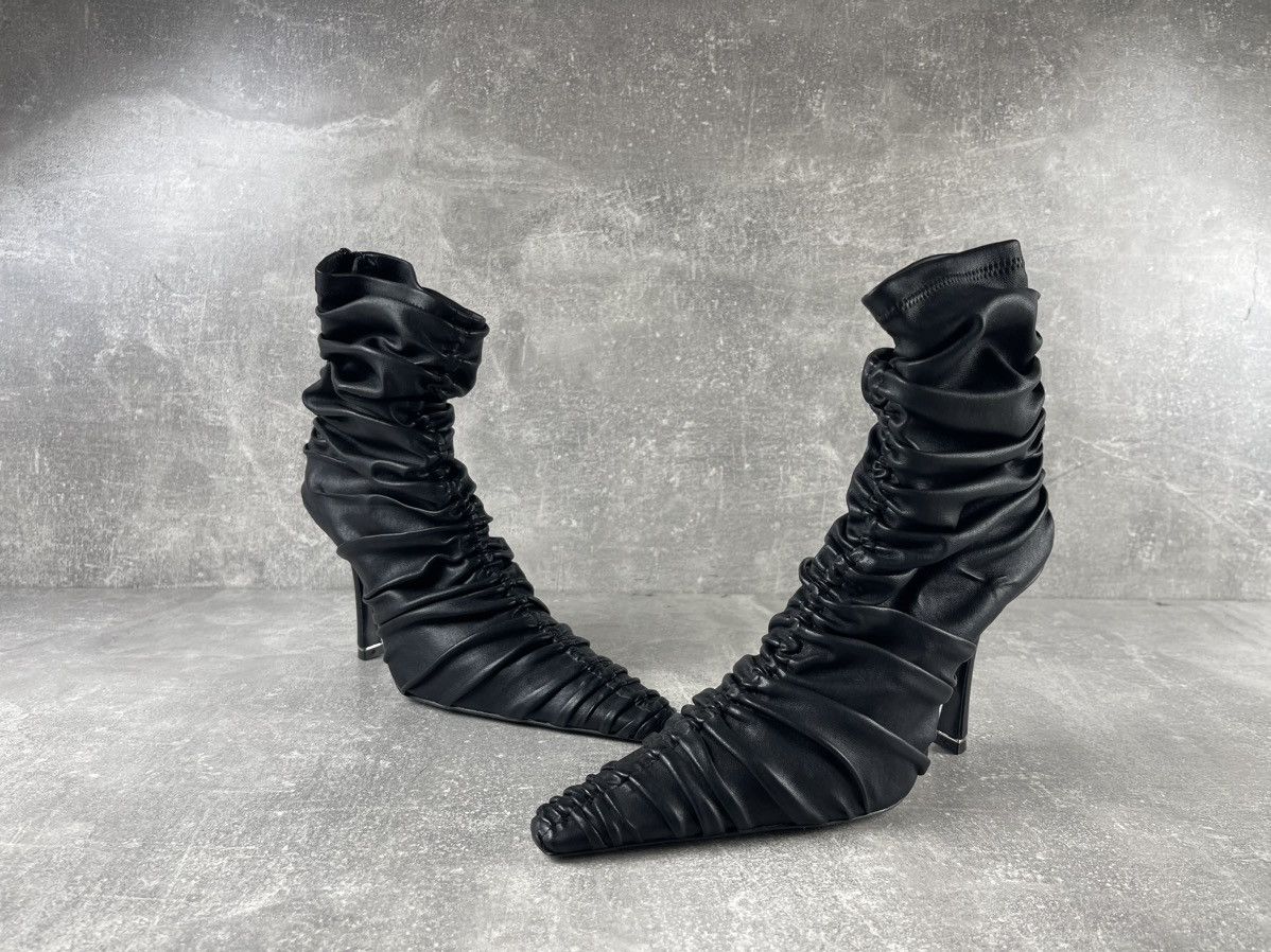 Alexander Wang Alexander Wang Ruched Leather High Heel Ankle Boots Black Size US 7 / IT 37 - 5 Thumbnail