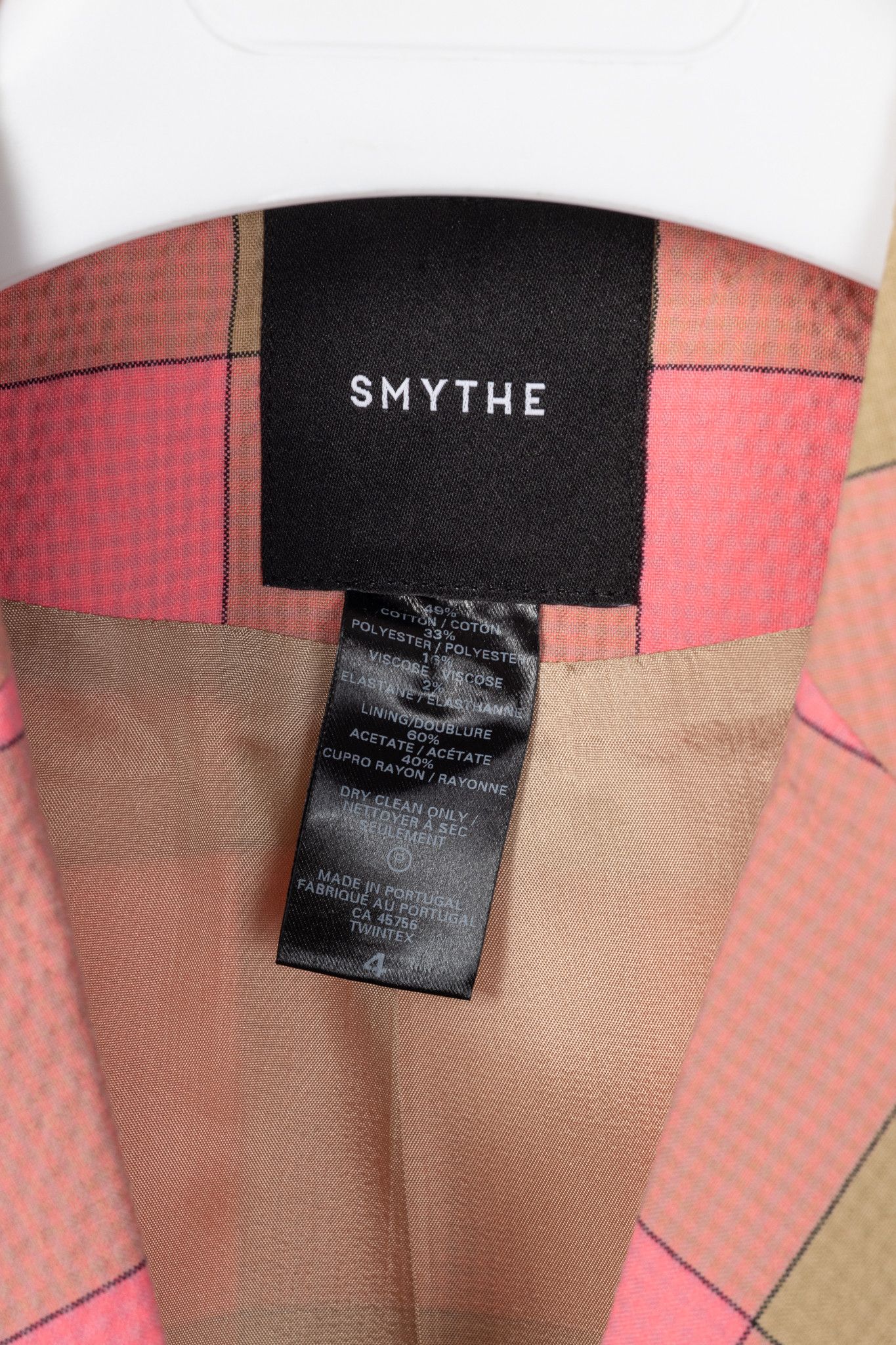 SMYTHE Smythe Pink Check Seersucker Pouf Sleeve One Button Blazer Size S / US 4 / IT 40 - 4 Thumbnail