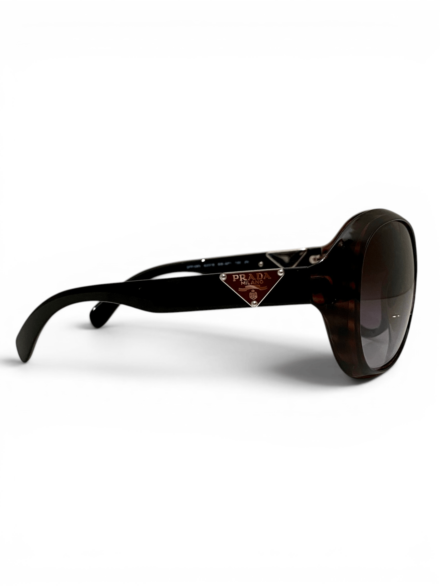 Prada Prada Milano Triangle Logo Oval Brown Oversized Sunglasses Size ONE SIZE - 7 Thumbnail