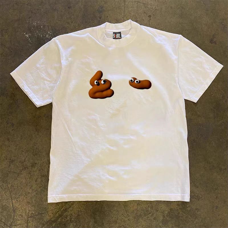 Japanese Brand × Vintage Street Hip Hop Fun Poo Print Short Sleeve T-Shirt White Size US M / EU 48-50 / 2 - 1 Thumbnail