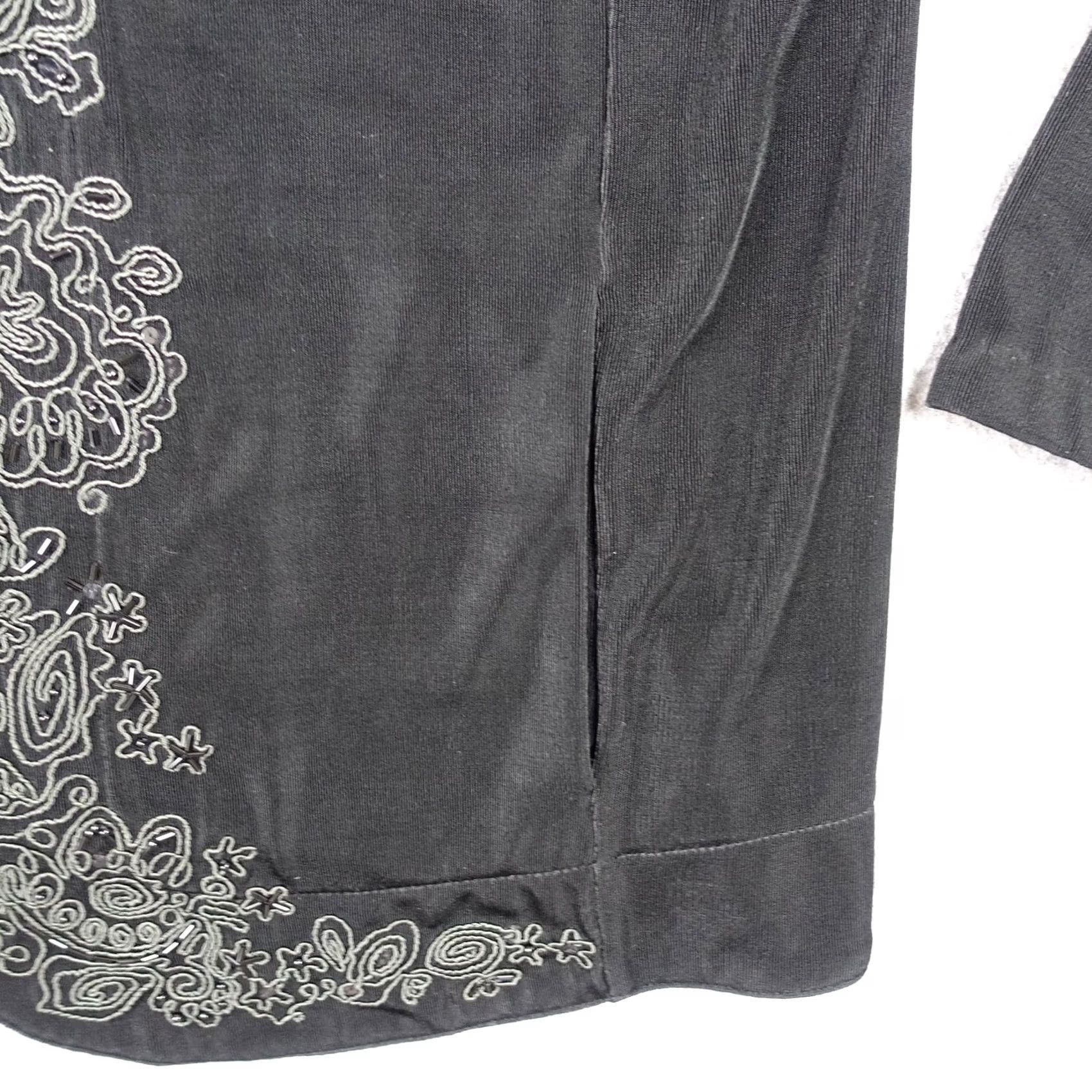 Vintage VINTAGE Chico's Travelers Jacket Womens Size 3 Black Embroidered Paisley Floral Mid-Length Knit Blazer Jacket Womens Size XS / US 0-2 / IT 36-38 - 6 Thumbnail