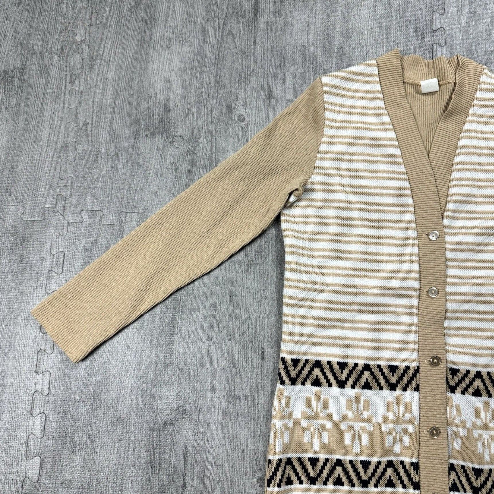 Vintage VTG 70S WOMENS POLYESTER KNIT FUNKY DISCO MOD STRETCH CARDIGAN BUTTON 12 Size XL / US 12-14 / IT 48-50 - 4 Thumbnail