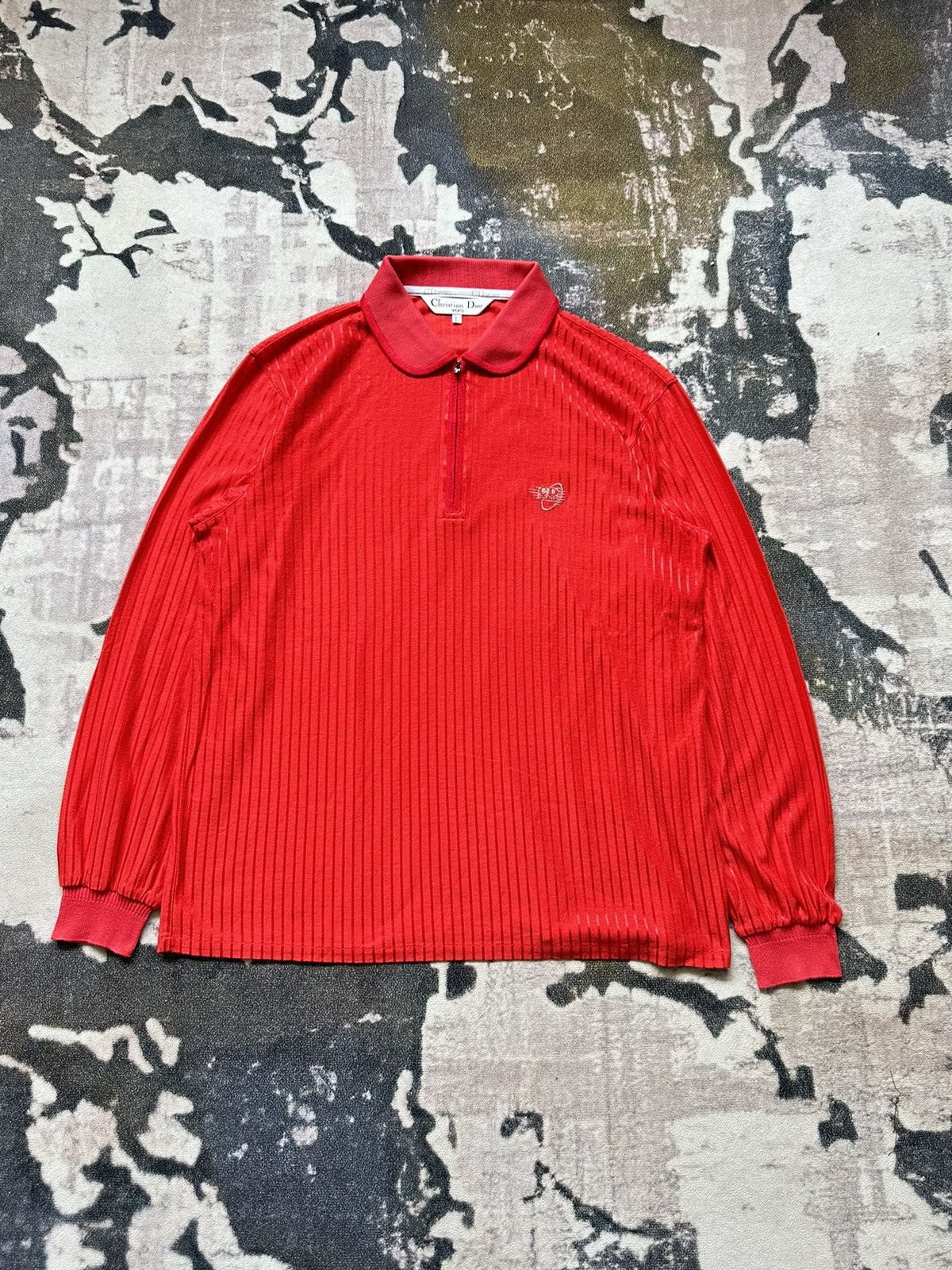 1990s CD Sport light red polo long sleeve
