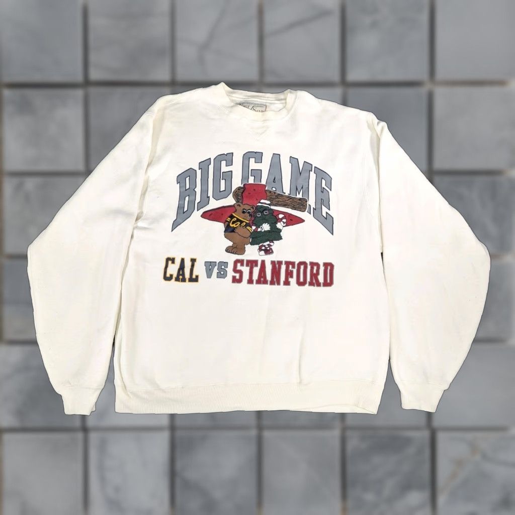 Vintage VINTAGE Cal Berkeley Vs Stanford Football Sweatshirt Crew Neck Size M White Men Shirt Size US M / EU 48-50 / 2 - 1 Thumbnail