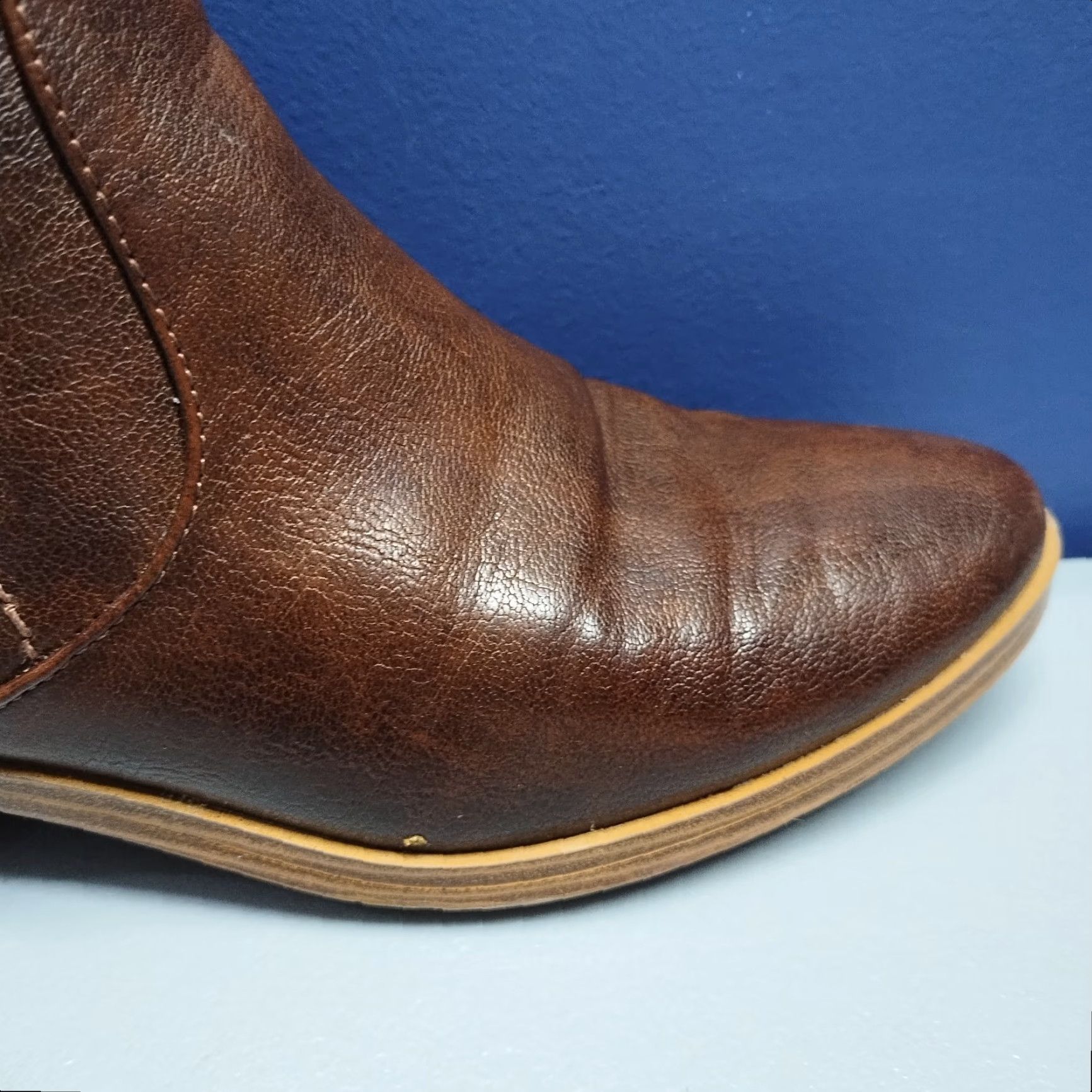 Vintage Baretraps Medley Ankle Bootie Womens Size 8M Brown Manmade Block Heel Side Zip - G41 Size US 8 / IT 38 - 4 Thumbnail