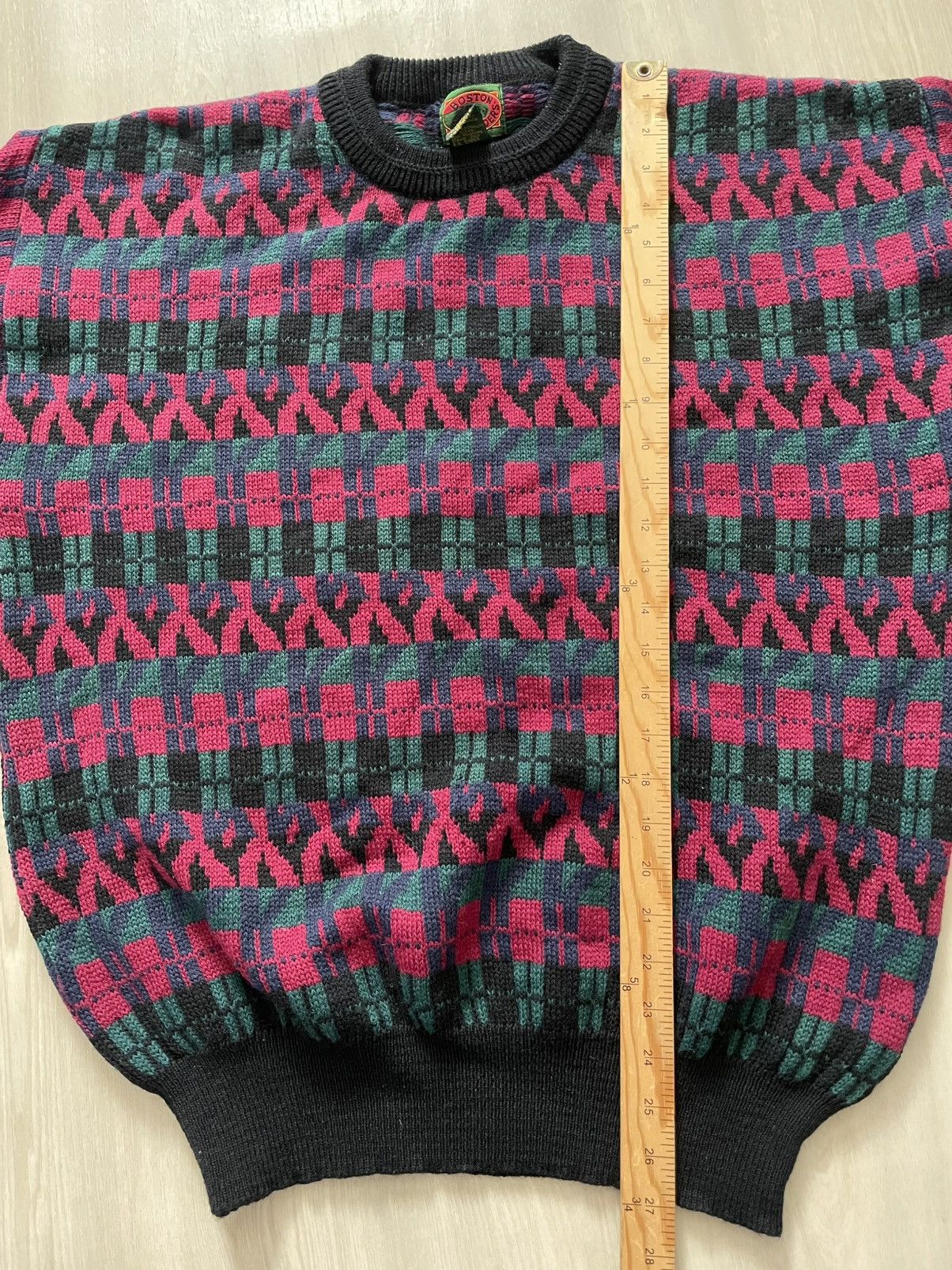 Boston Traders Vintage Boston Traders 100% Wool Sweater Geometric Knit Sz L Size US L / EU 52-54 / 3 - 6 Thumbnail