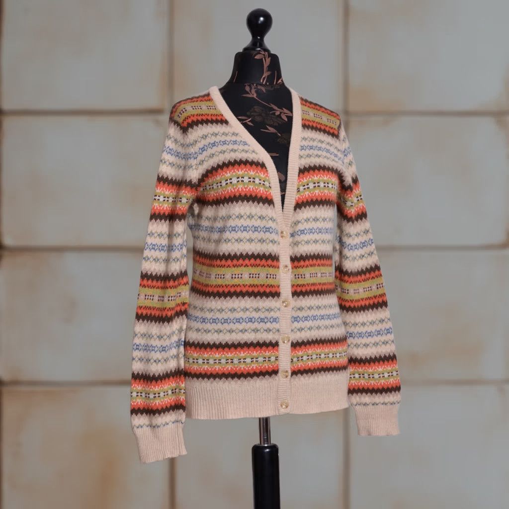 Gant GANT Cardigan Jumper Women’s Wool Blend Fair Isle Beige XL V-Neck Size XL / US 12-14 / IT 48-50 - 1 Thumbnail