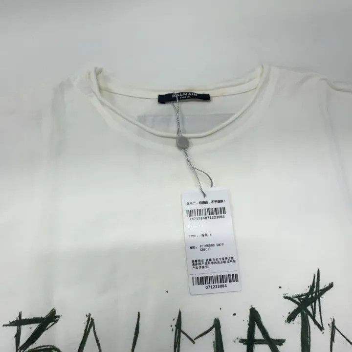 Balmain Balmain White Graphic Short Sleeve T-Shirt -2507 Size S / US 4 / IT 40 - 7 Thumbnail