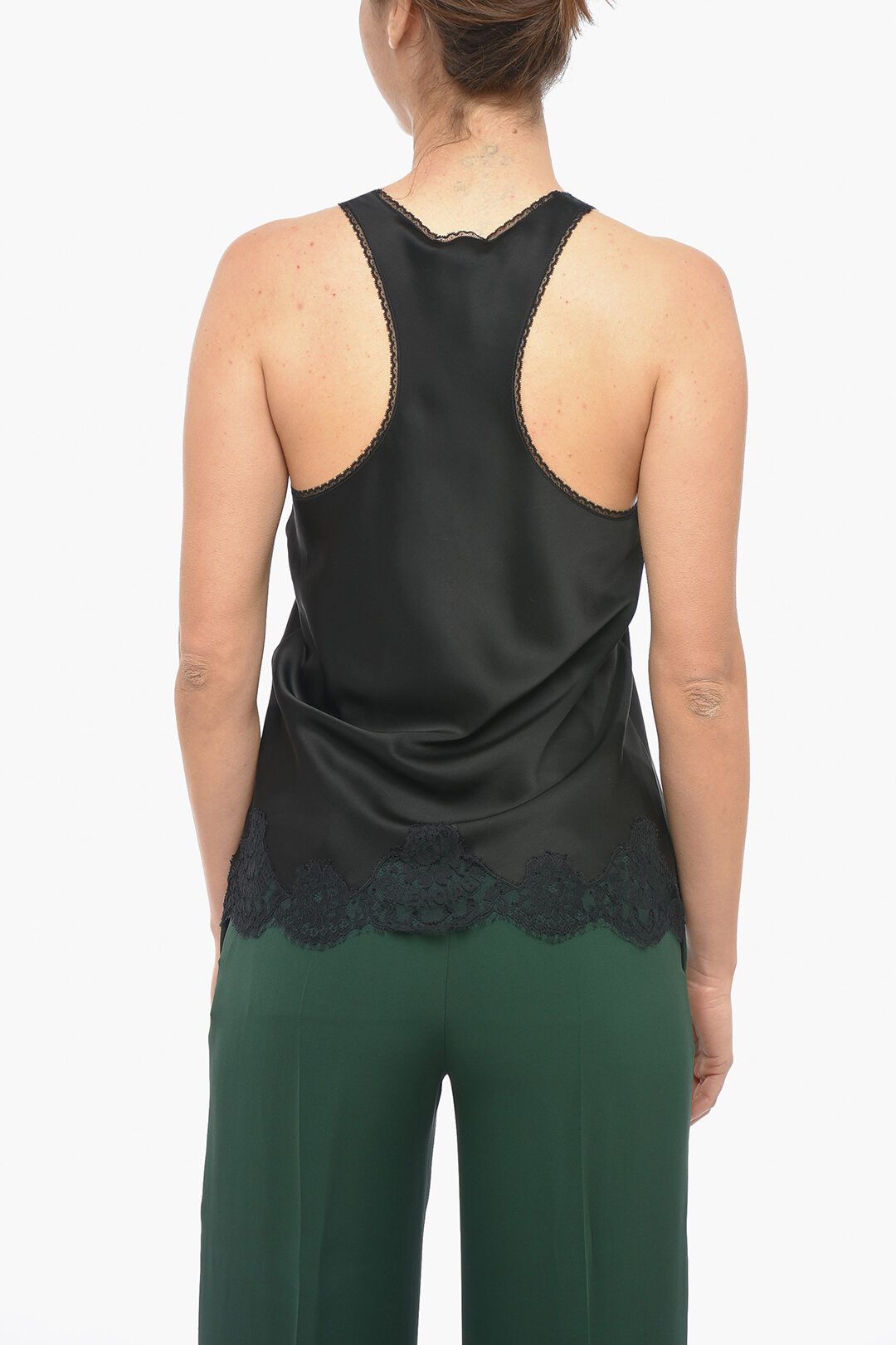 og1mm0524 Garde Robe Satin Tank Top in Black