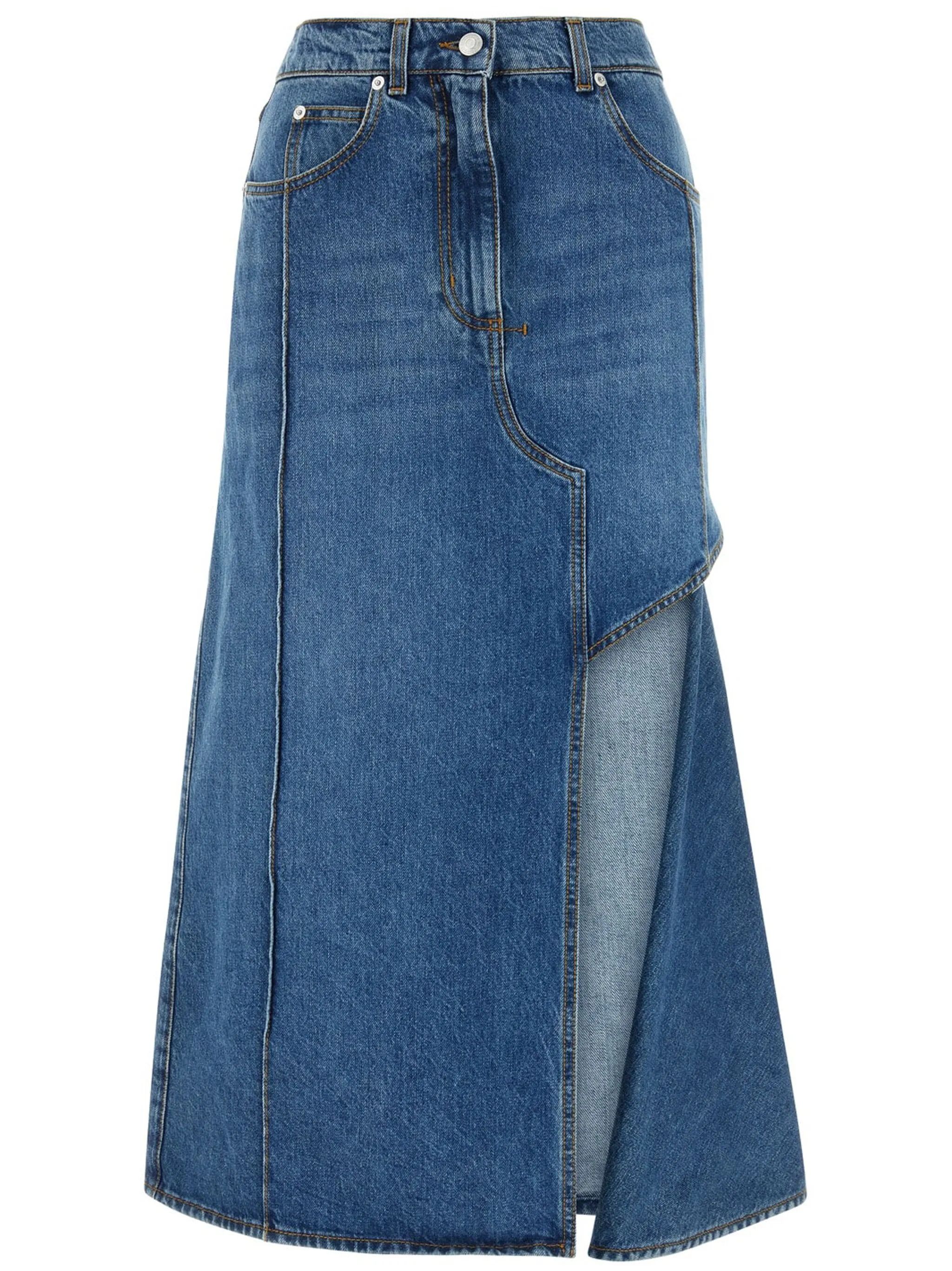Alexander McQueen o1y0325 Denim Midi Skirt in Blue Size 27" / US 4 / IT 40 - 1 Thumbnail