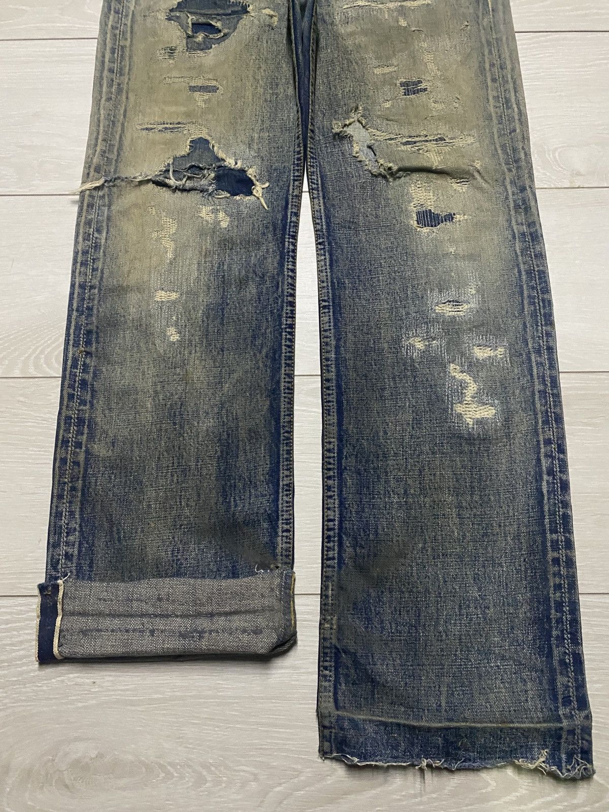FDMTL Classic Straight Denim Crazy Mud Wash Jeans Size US 33 - 5 Thumbnail