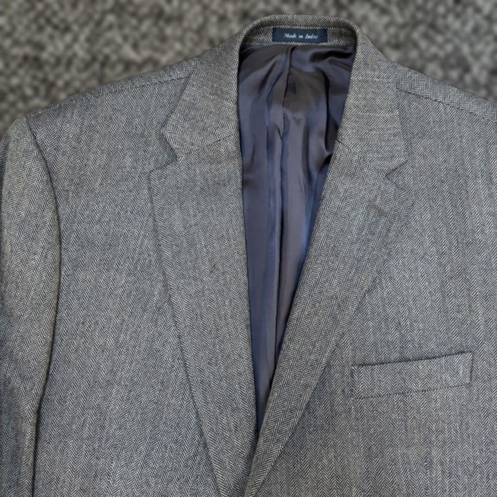 Ralph Lauren VINTAGE Lauren Ralph Lauren Blazer Mens 46L Lambs Wool Houndstooth Sport Coat Size 46R - 1 Thumbnail