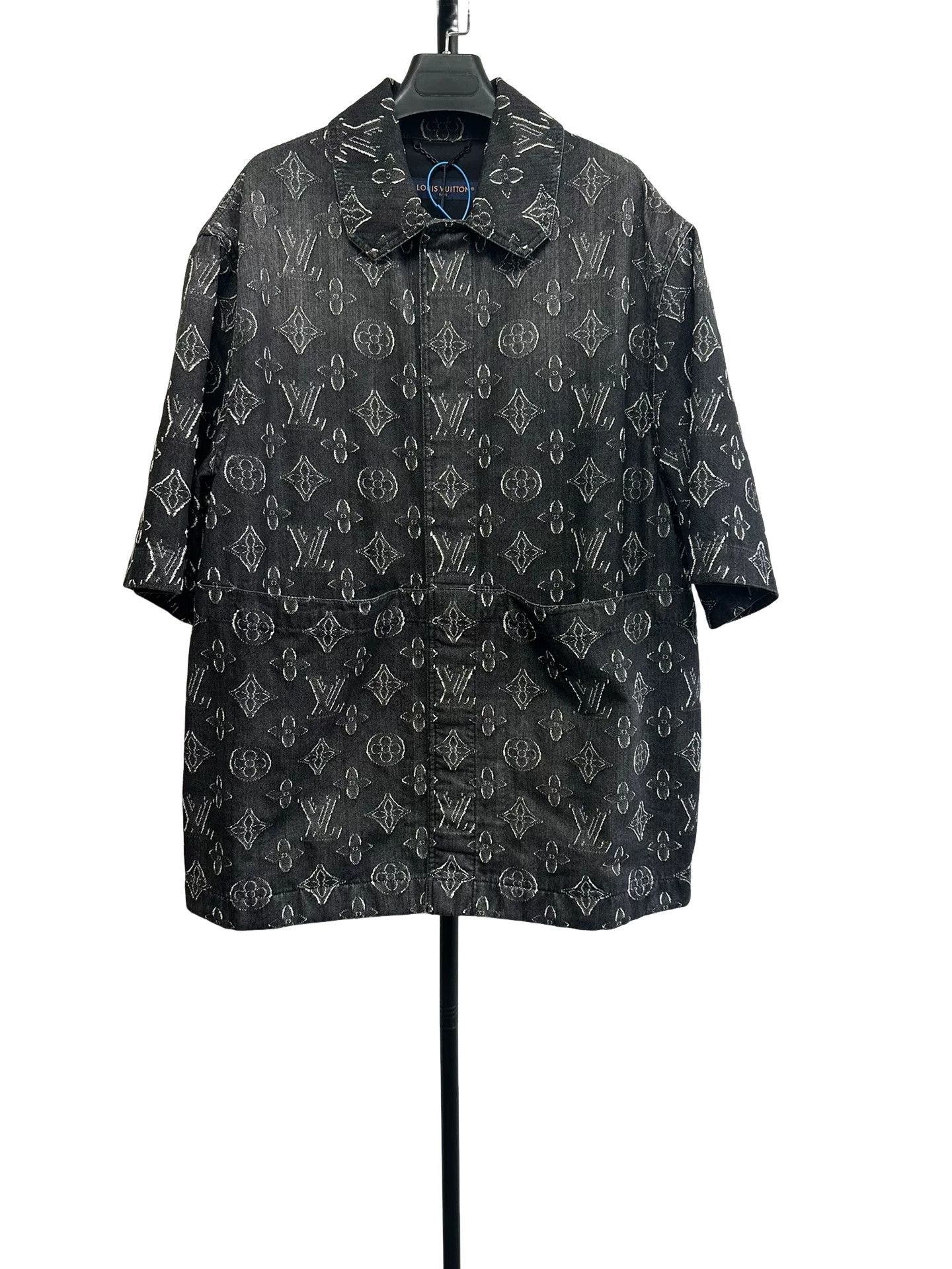 Louis Vuitton Monogram Moire Jacquard Short-Sleeved Silk Shirt