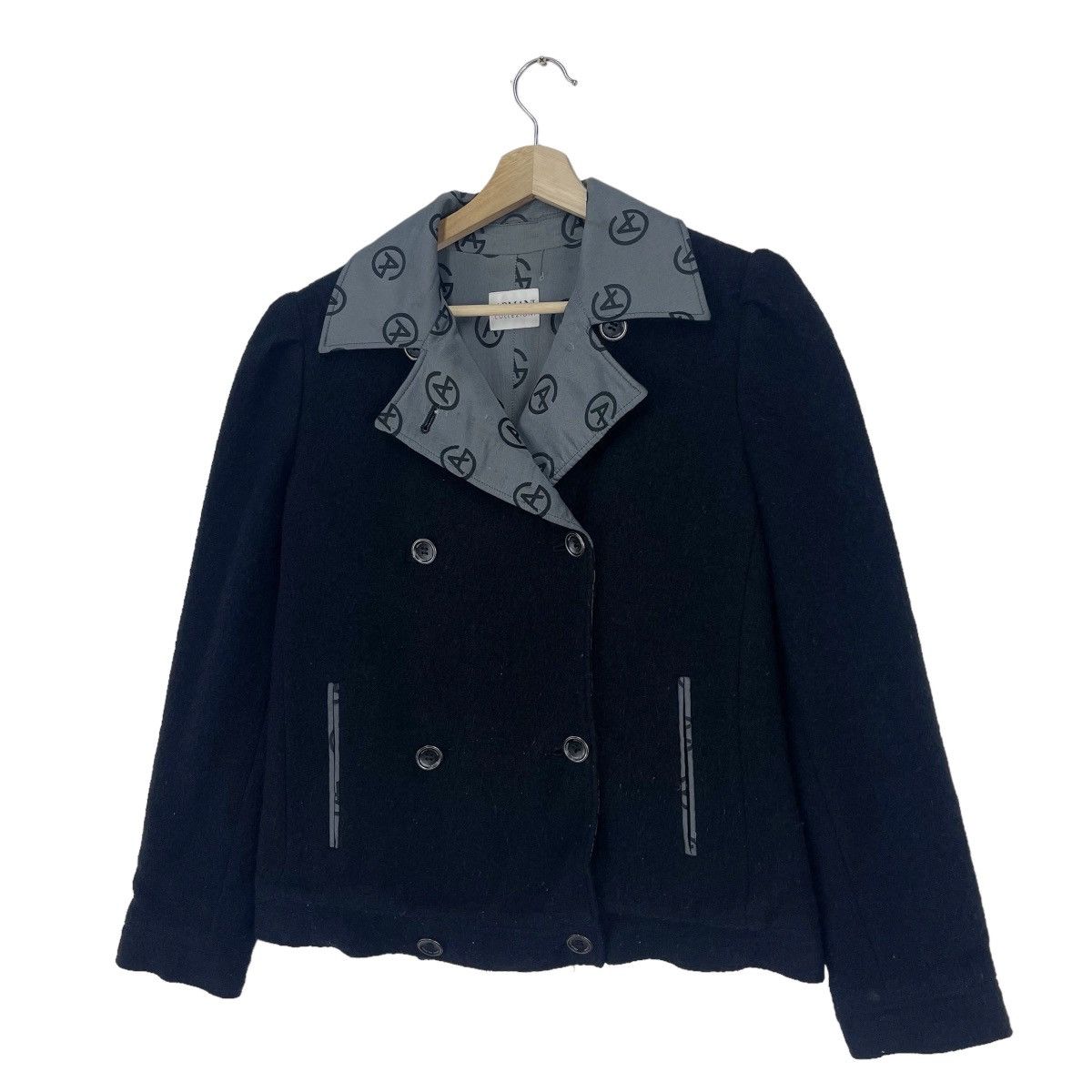 Armani × Giorgio Armani Armani Double Breasted Over Print Wool Cropped Jacket Size M / US 6-8 / IT 42-44 - 4 Thumbnail