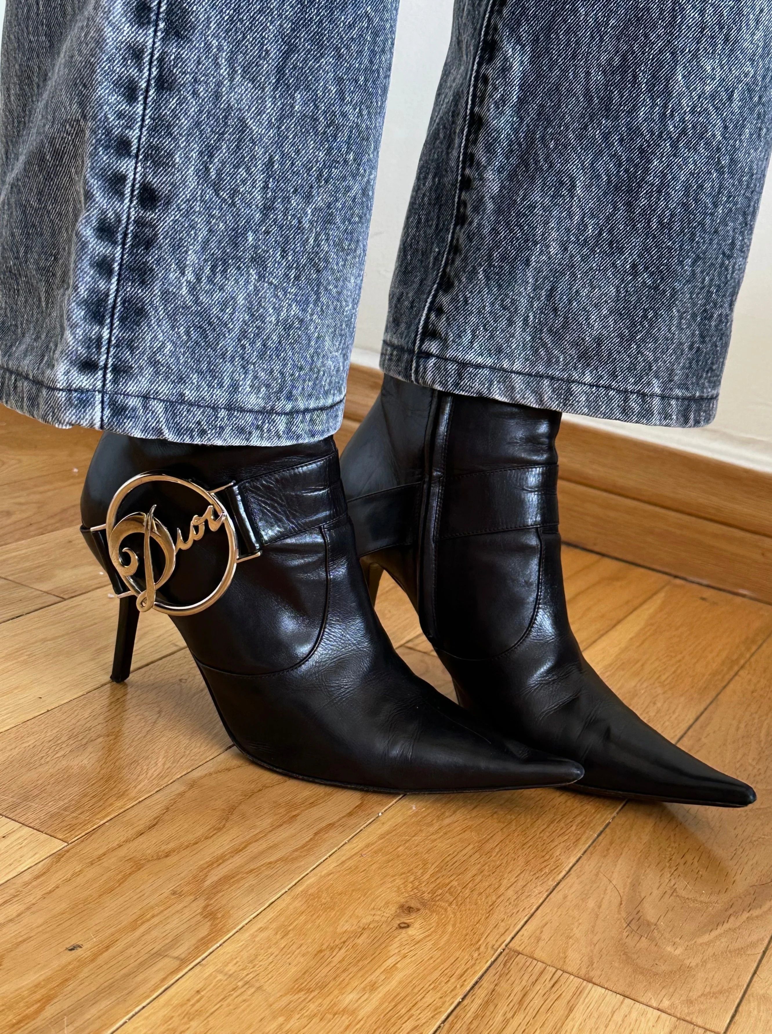 Dior DIOR Heels Boots Heels Metal Logo Shoes Black Vintage Zip Size US 6 / IT 36 - 2 Thumbnail