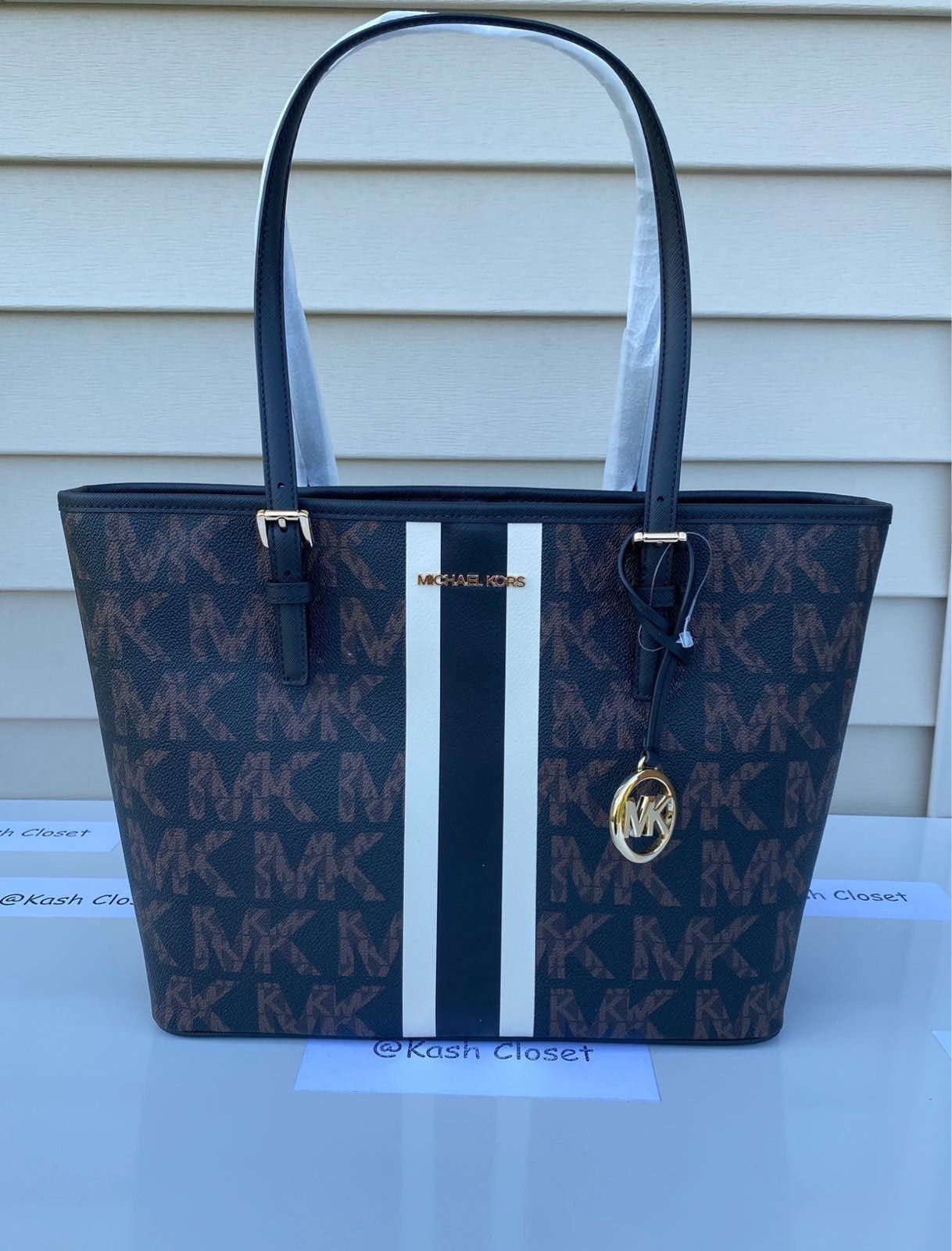 Michael Kors Carryall Tote Jet Set Travel Medium Stripe MK
