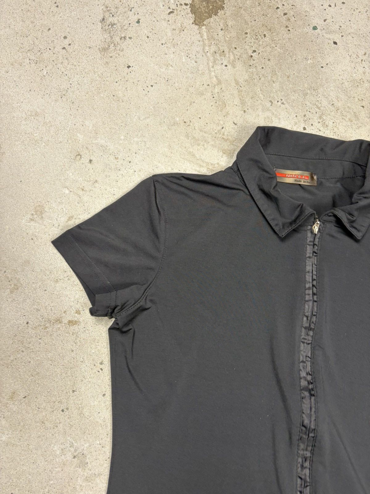 Prada 2000s Prada Sport Full Zip Black Polo Tee Red Tab Size M / US 6-8 / IT 42-44 - 9 Thumbnail