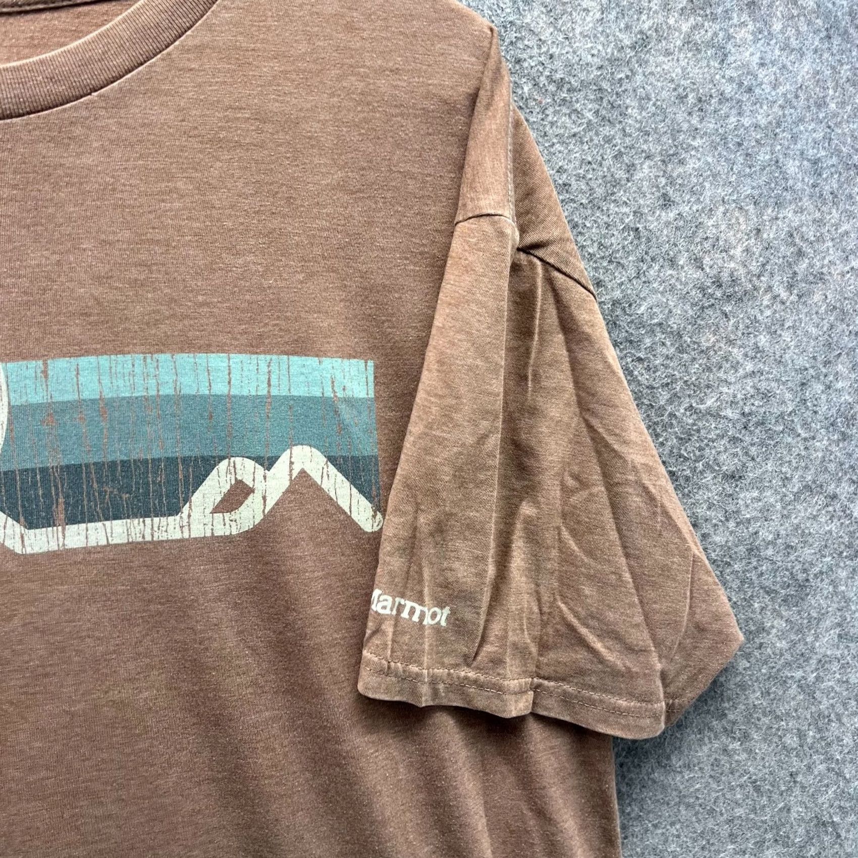 Marmot Marmot Shirt Mens Large Khaki Crewneck Short Sleeve Cotton T-Shirt Beige Mountain Print Logo Size US L / EU 52-54 / 3 - 7 Thumbnail