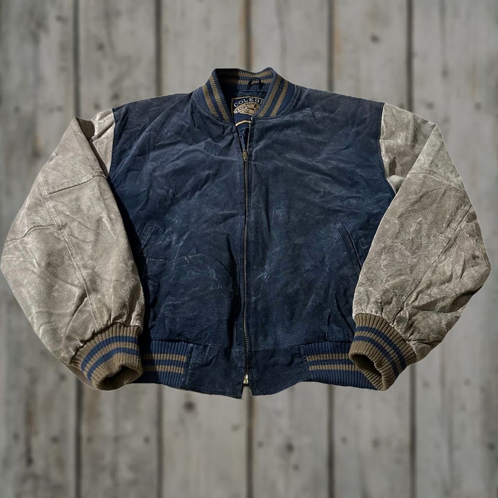 Vintage VINTAGE Colebrook Suede Varsity Jacket M Blue 90s Mens Jacket Size US M / EU 48-50 / 2 - 1 Thumbnail