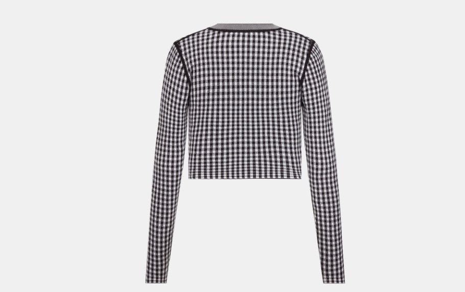 Dior o1w1db10824 Cashmere & Silk Twin-Set Cardigan in Gray Black Size S / US 4 / IT 40 - 2 Thumbnail