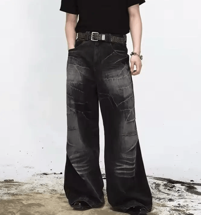 Jean Wash-faded distressed wide-leg jeans Size US 32 / EU 48 - 1 Thumbnail