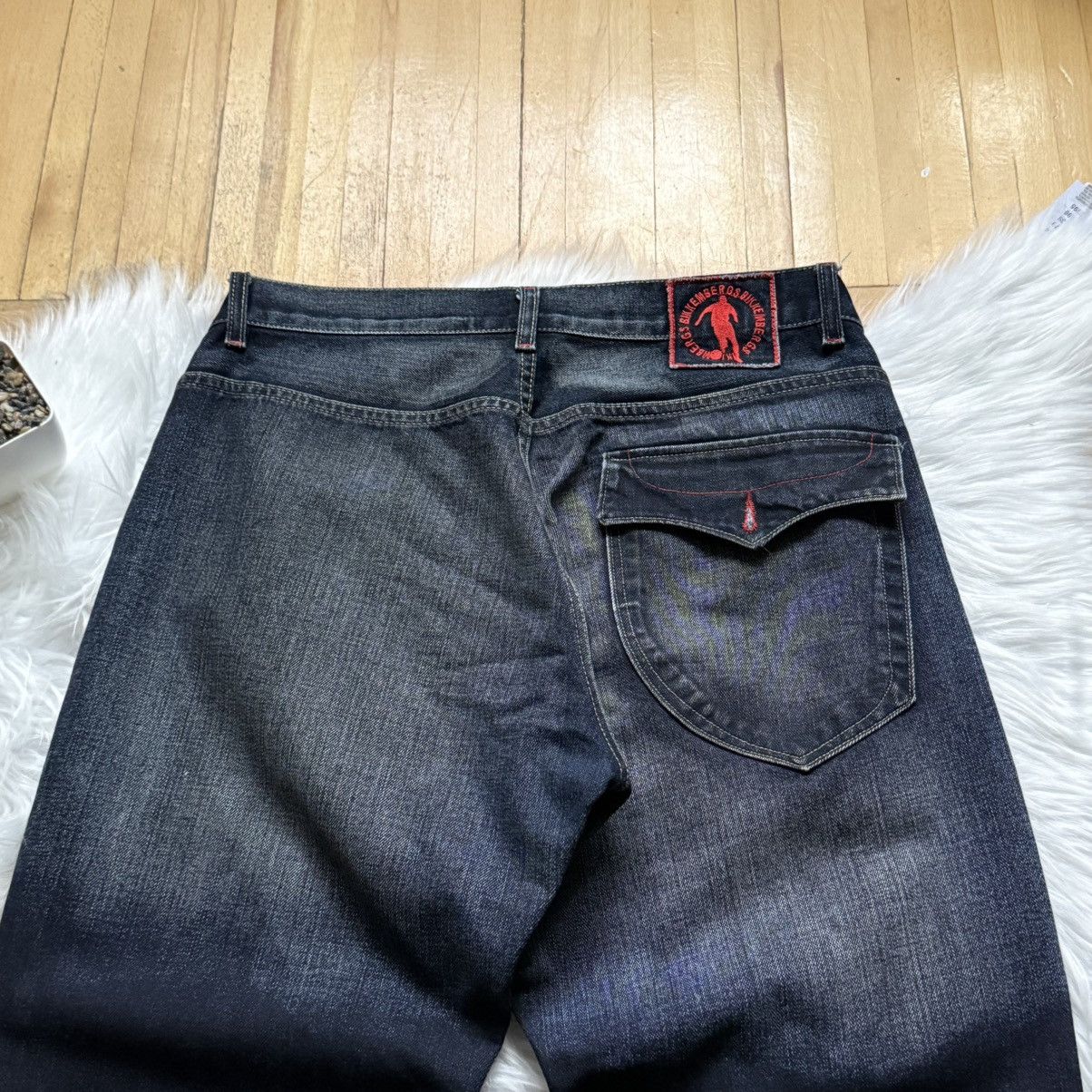 Dirk Bikkembergs 📌 Vintage Y2K Dirk Bikkembergs Baggy Soccer Washed Jeans Size US 33 - 16 Thumbnail