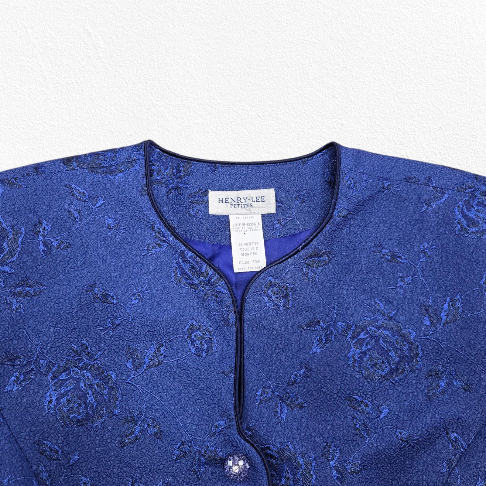 Vintage 80s Royal Blue Jacquard Skirt Suit 12P Size 34" / US 12 / IT 48 - 4 Thumbnail