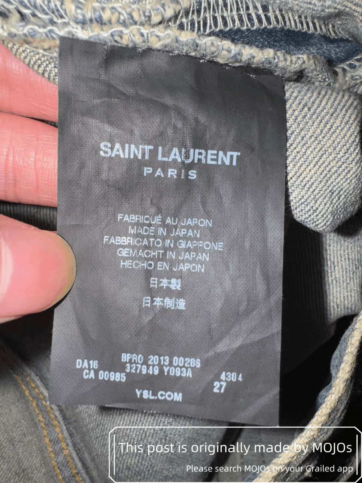 Saint Laurent Paris Sz 27 Saint Laurent Paris 13AW MudWash Destory Denim mojos4 Size US 27 - 8 Thumbnail