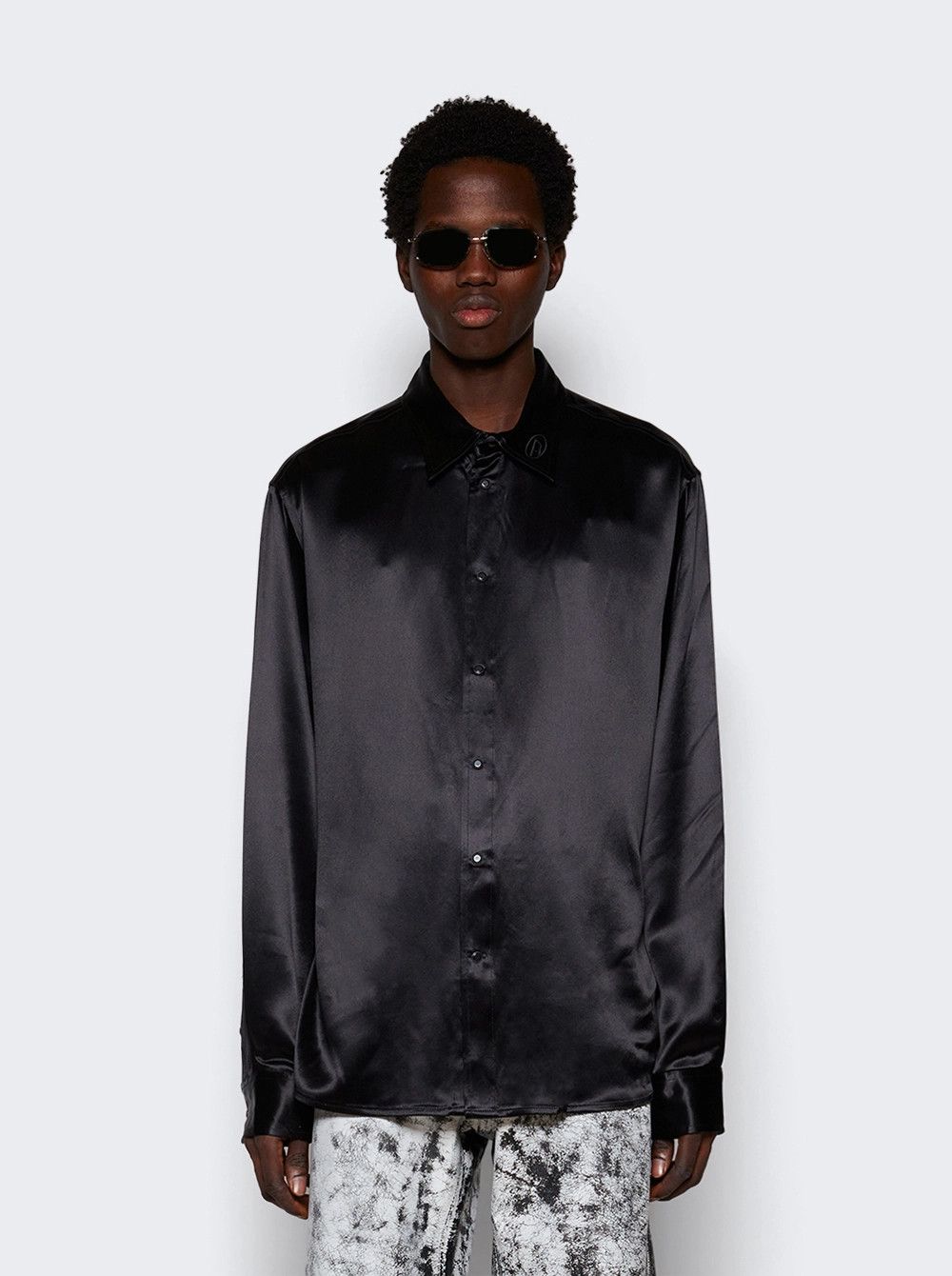 Diesel o1mle0426 S-Ricco Logo Embroidered Collar Shirt in Black Size US XL / EU 56 / 4 - 3 Thumbnail