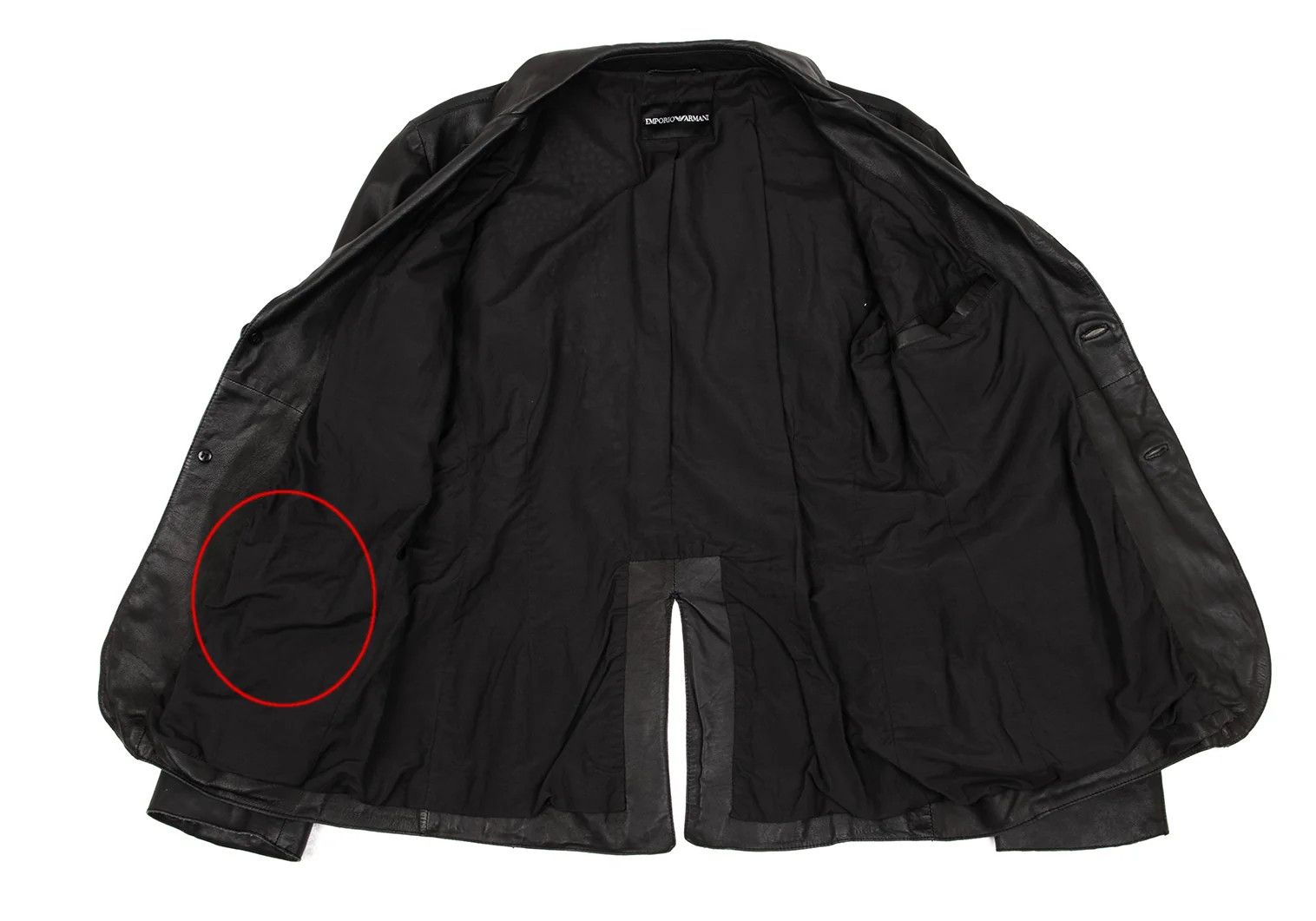 Emporio Armani Back Cutwork Design Leather Tailored Jacket Black 46 Size US S / EU 44-46 / 1 - 12 Thumbnail