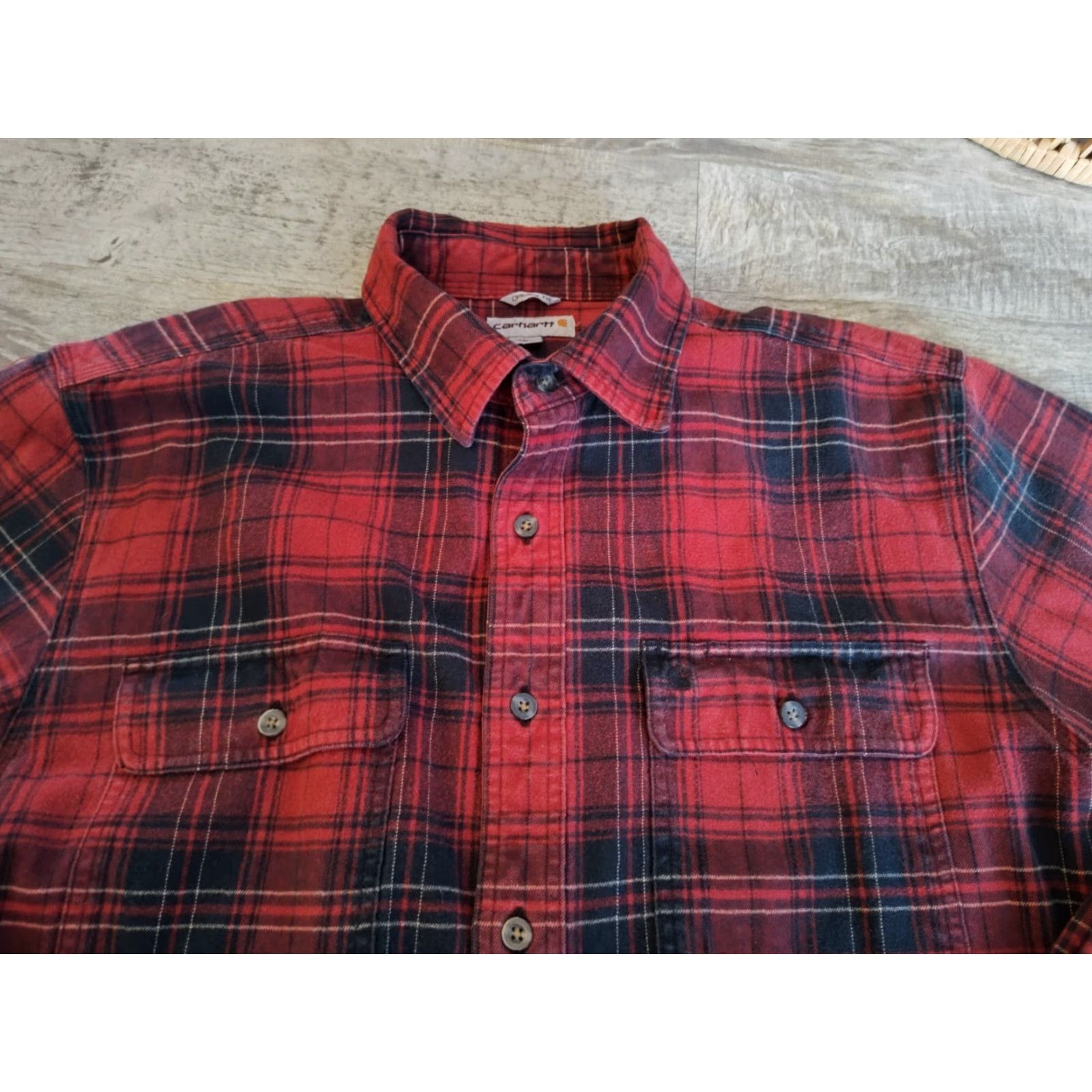 Carhartt VINTAGE Carhartt Men’s Heavyweight Flannel Shirt Size Large Tall Red & Black Plaid Workwear Size US L / EU 52-54 / 3 - 6 Thumbnail