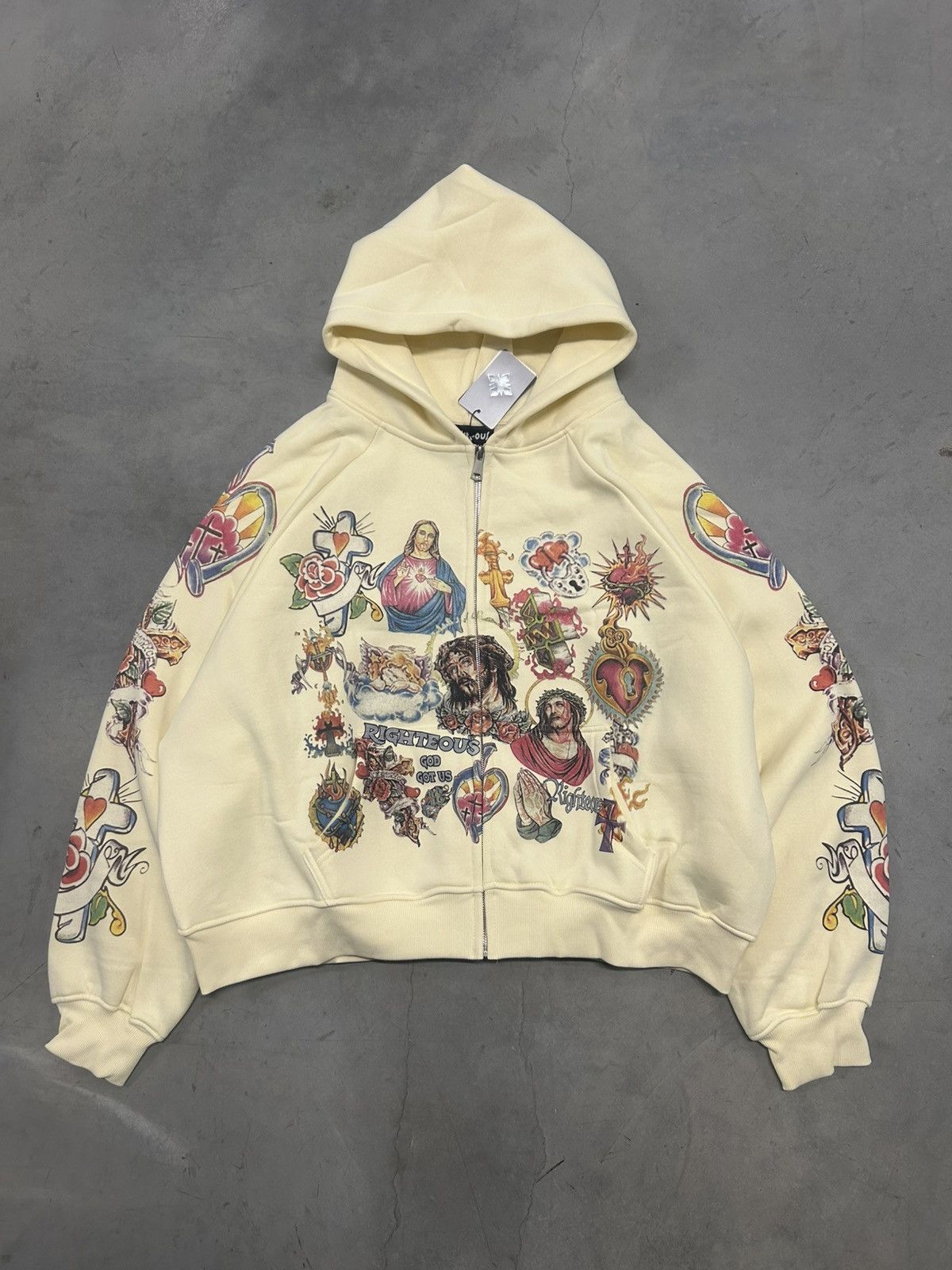Other We Are Righteous Risen King Cream Zip Up Hoodie Large New Size US L / EU 52-54 / 3 - 1 Thumbnail