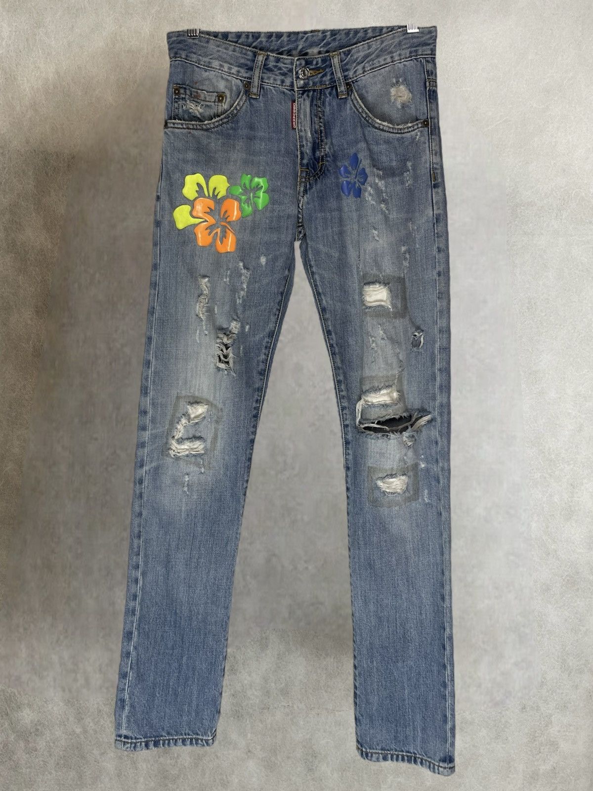 Dsquared2 FW2010 Dsquared2 floral distressed denim pants Size US 29 - 1 Thumbnail