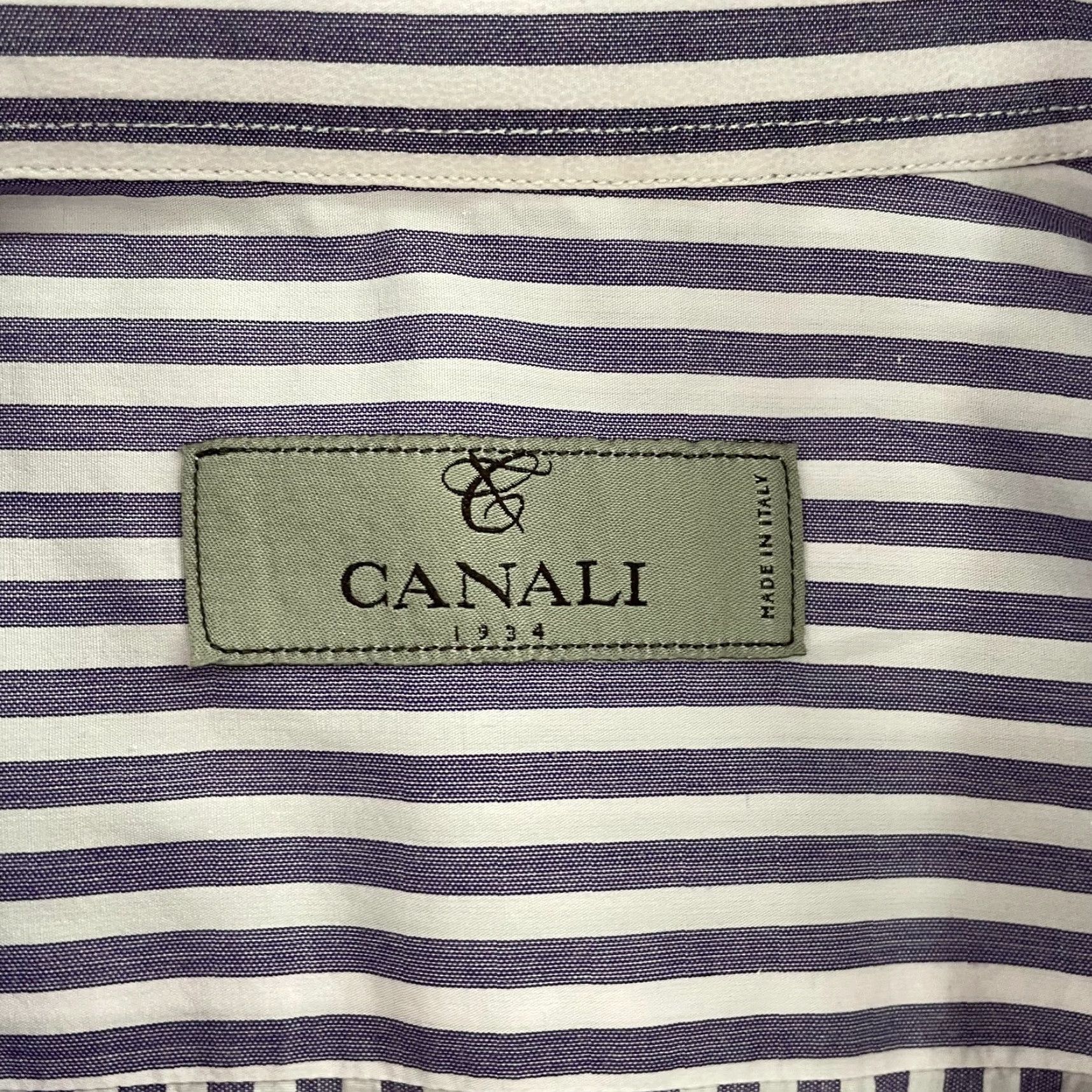 Canali Canali Shirt Adult Large Purple Stripe Button Up Long Sleeve Cotton Mens Size US L / EU 52-54 / 3 - 4 Thumbnail