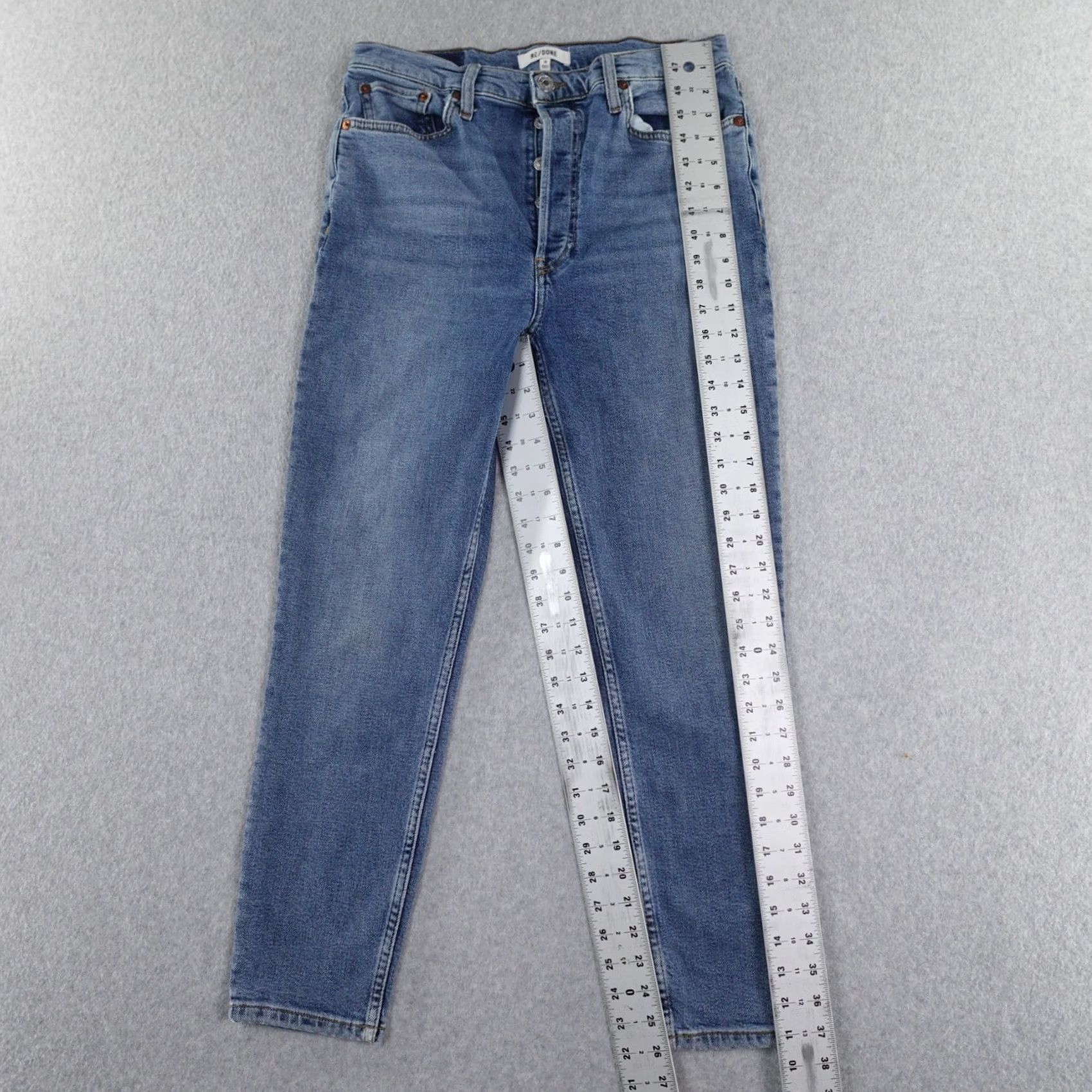 RE/DONE RE/DONE Jeans Womens 30 (30X26) Denim Indigo Blue High Rise Ankle Cropped Jeans Woman 90s Style Jeans Womens Men? Size 30" / US 8 / IT 44 - 2 Thumbnail