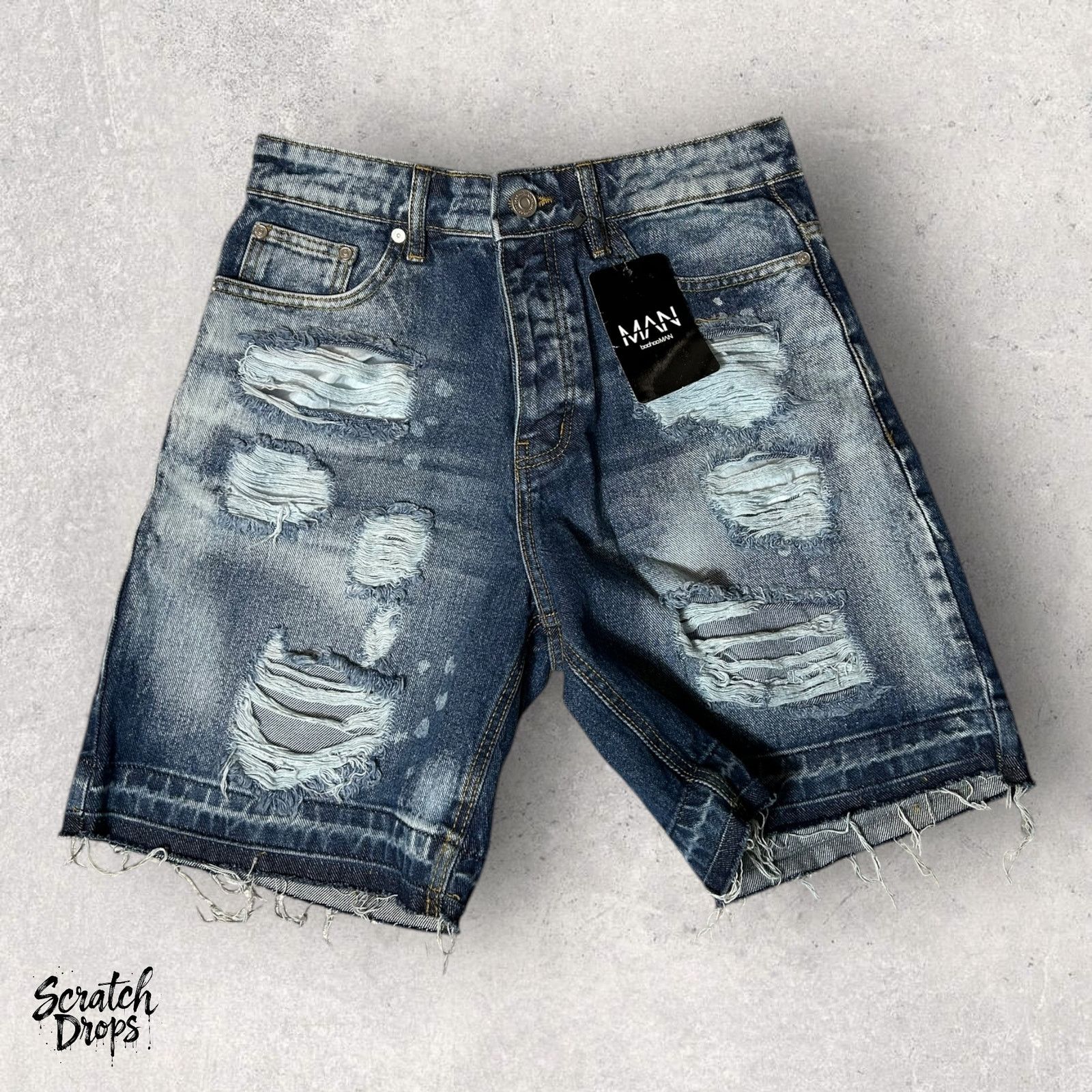 Boohoo BoohooMAN Men's Denim Shorts Size 32 NWT Ripped Jean Style Size US 32 / EU 48 - 1 Thumbnail