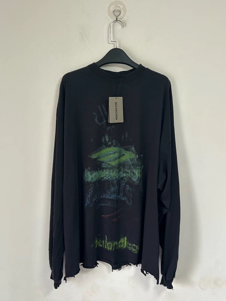 Balenciaga Balenciaga Crayon Graffiti Black Done Old Destruction Phan Size US M / EU 48-50 / 2 - 1 Thumbnail
