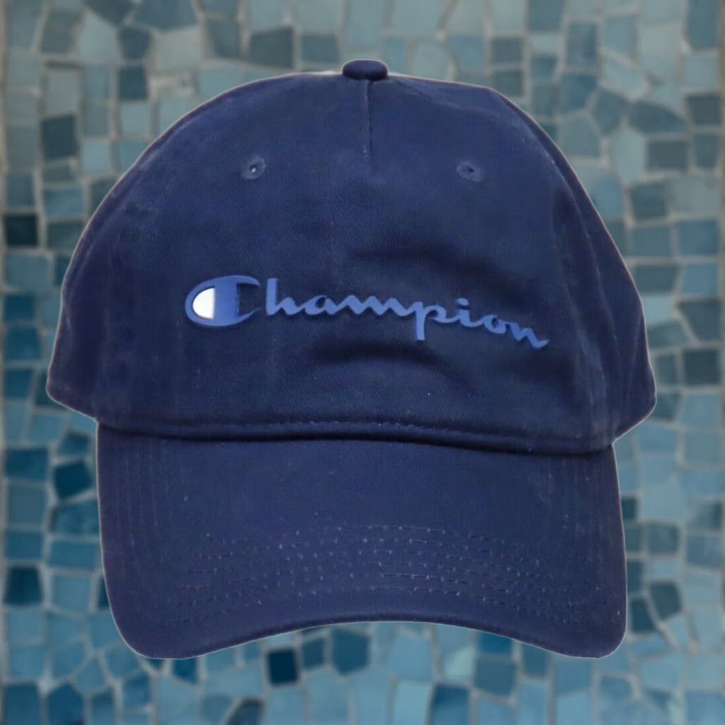 Champion Champion Hat Cap Strap Back Navy Blue Spell Out Logo Adjustable Trucker Mens One Size Blue Logo Size ONE SIZE - 1 Thumbnail