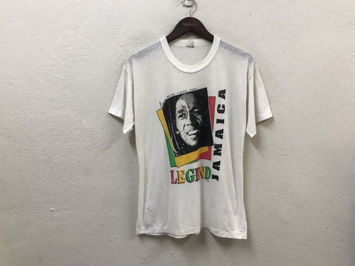 image of Vintage 80's Bob Marley Jamaica Legends Tee in White, Men's (Size Large)