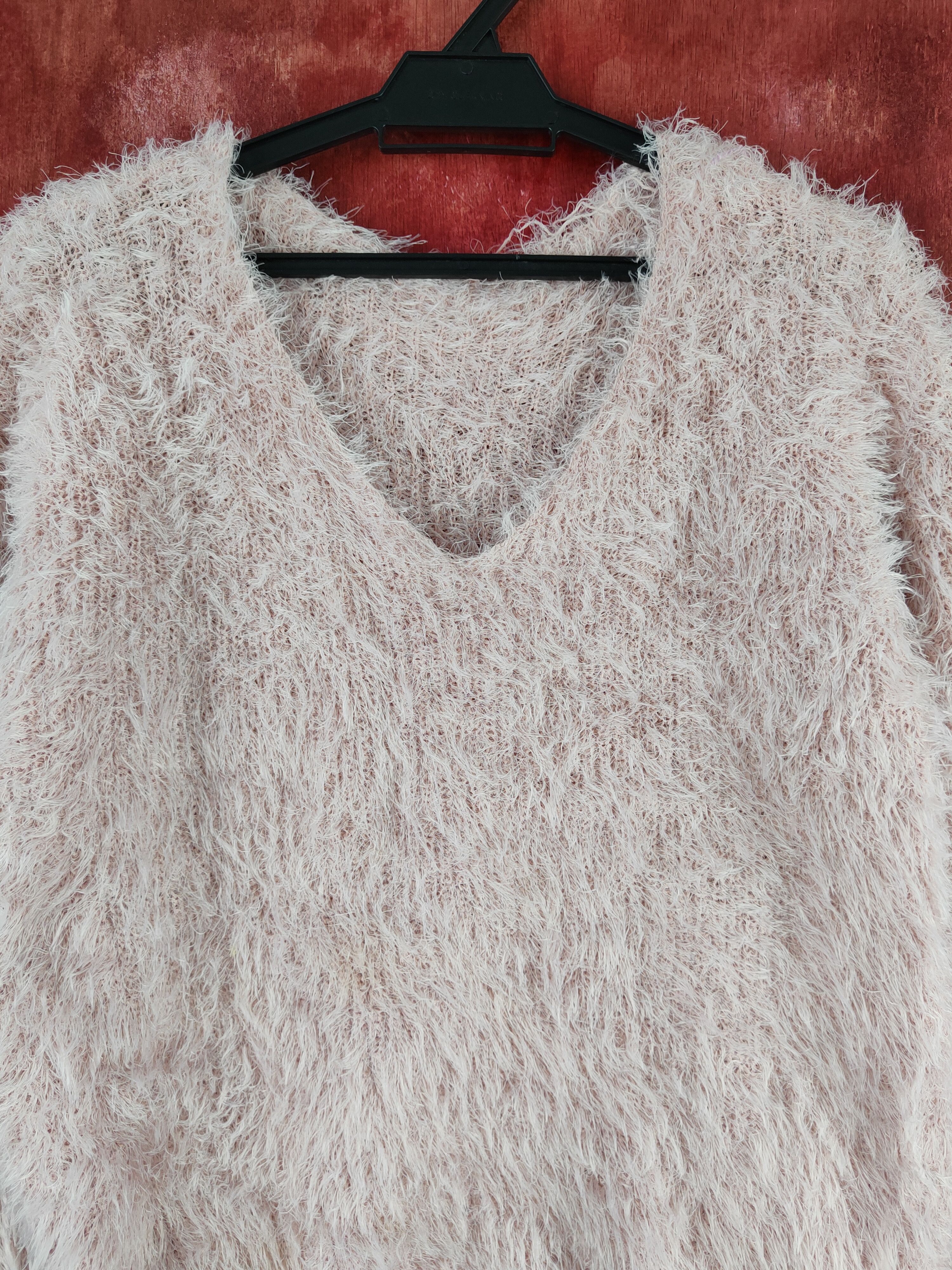 Aran Isles Knitwear Japanese Brand Pink Shag Shaggy Fur Mohair Knitwear #S2031 Size M / US 6-8 / IT 42-44 - 2 Thumbnail