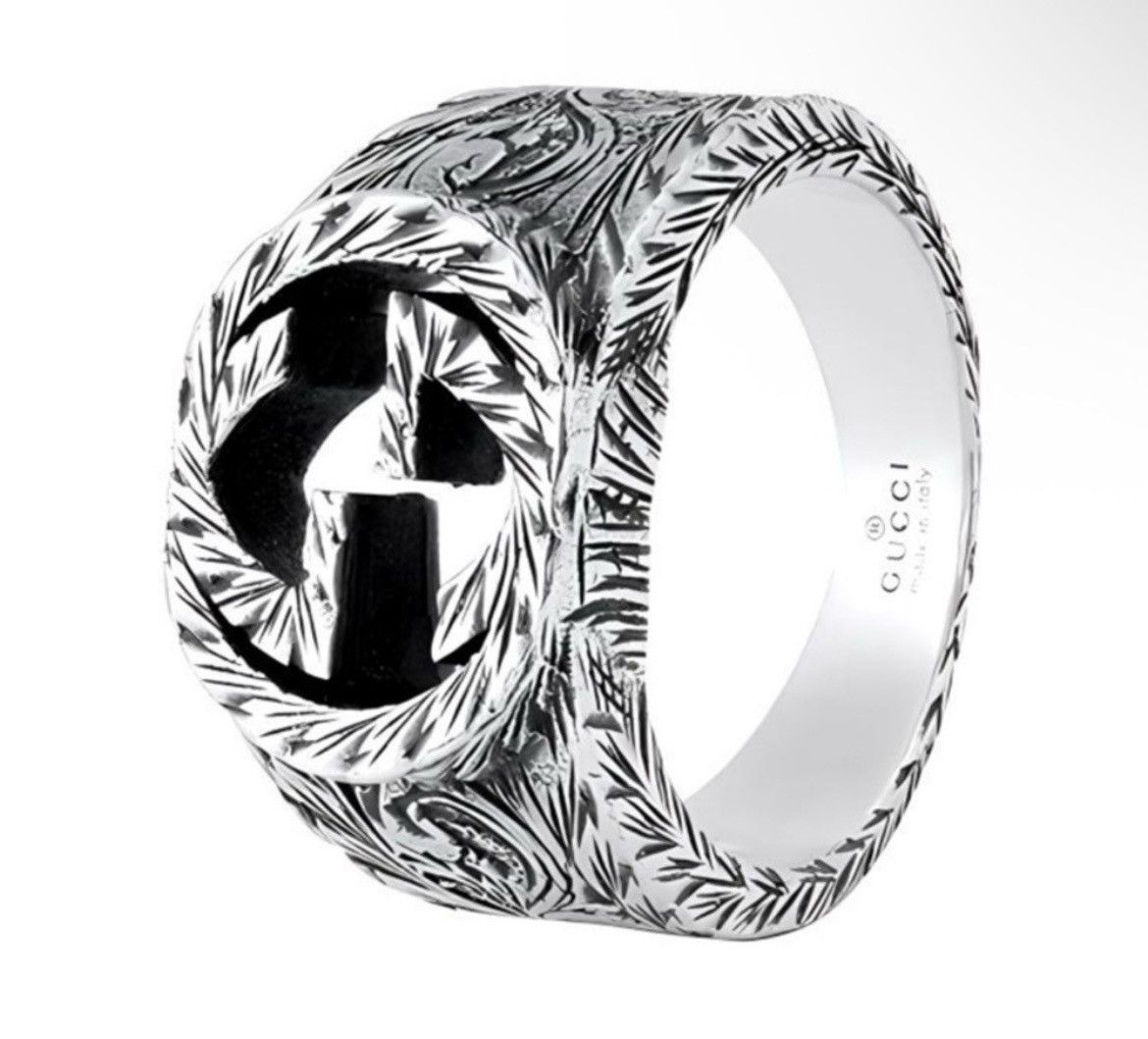 Gucci Gucci GG Logo Sterling Silver 925 Ring Unisex 455302 Size ONE SIZE - 1 Thumbnail