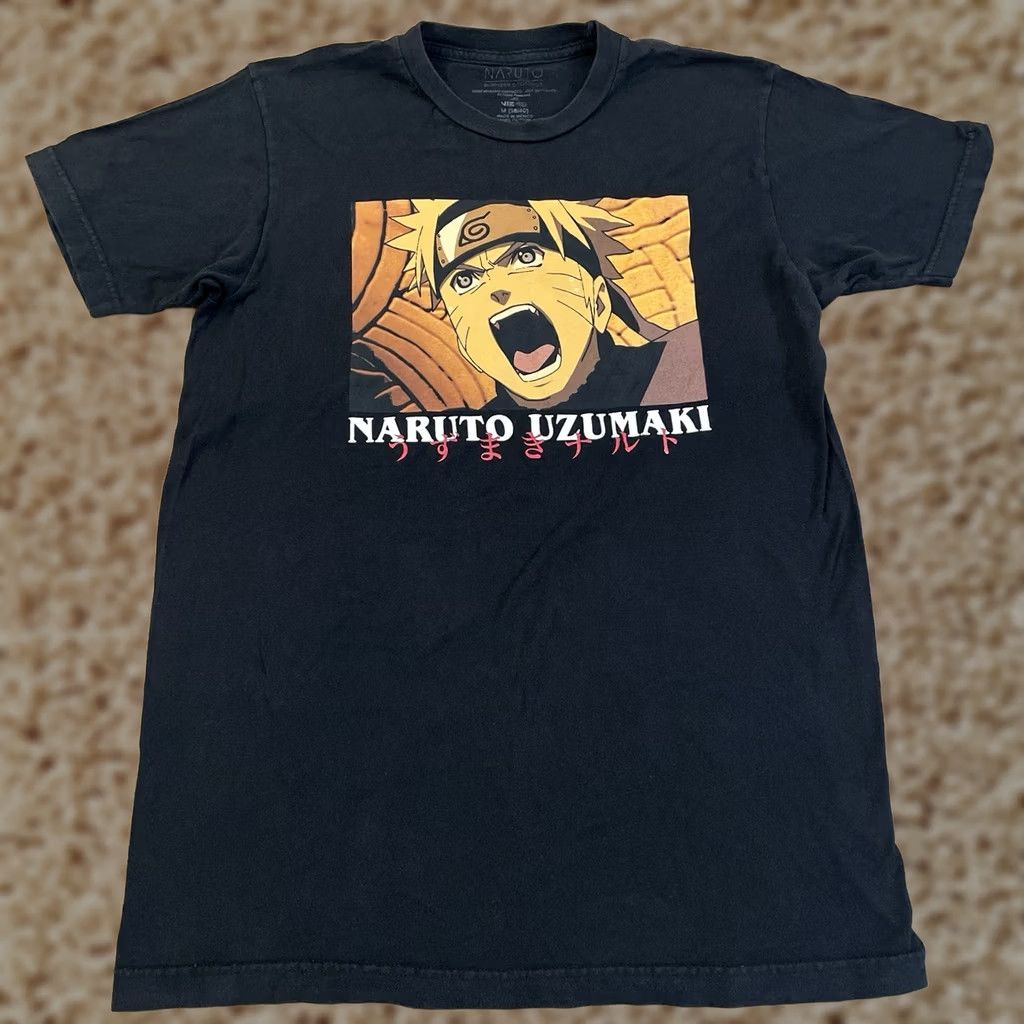 Vintage Naruto Uzumaki Shirt Adult Medium Black Anime Manga Kakashi Shippuden Japan Mens Size US M / EU 48-50 / 2 - 1 Thumbnail