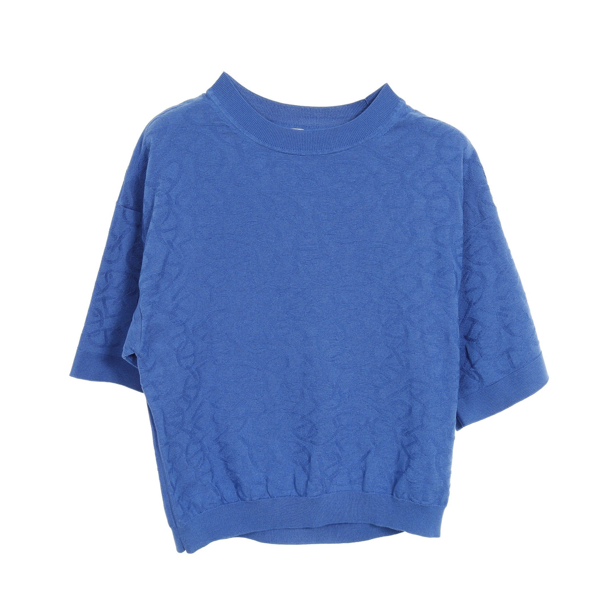 Hermes Hermes Naoussa Chaîne Cut And Sew Knit Crew Neck Short Sleeve Silk Cotton Blue Size ONE SIZE - 1 Thumbnail