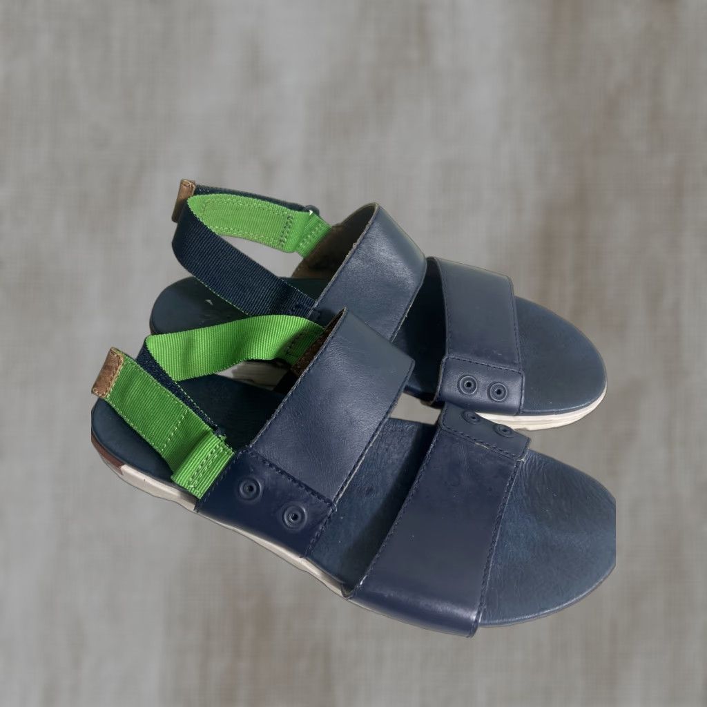 SOREL Sorel Womens Sandal Size 7 Strappy Ankle Strap Leather White Blue Green Color Casual Shoes Womens Size US 7 / IT 37 - 1 Thumbnail