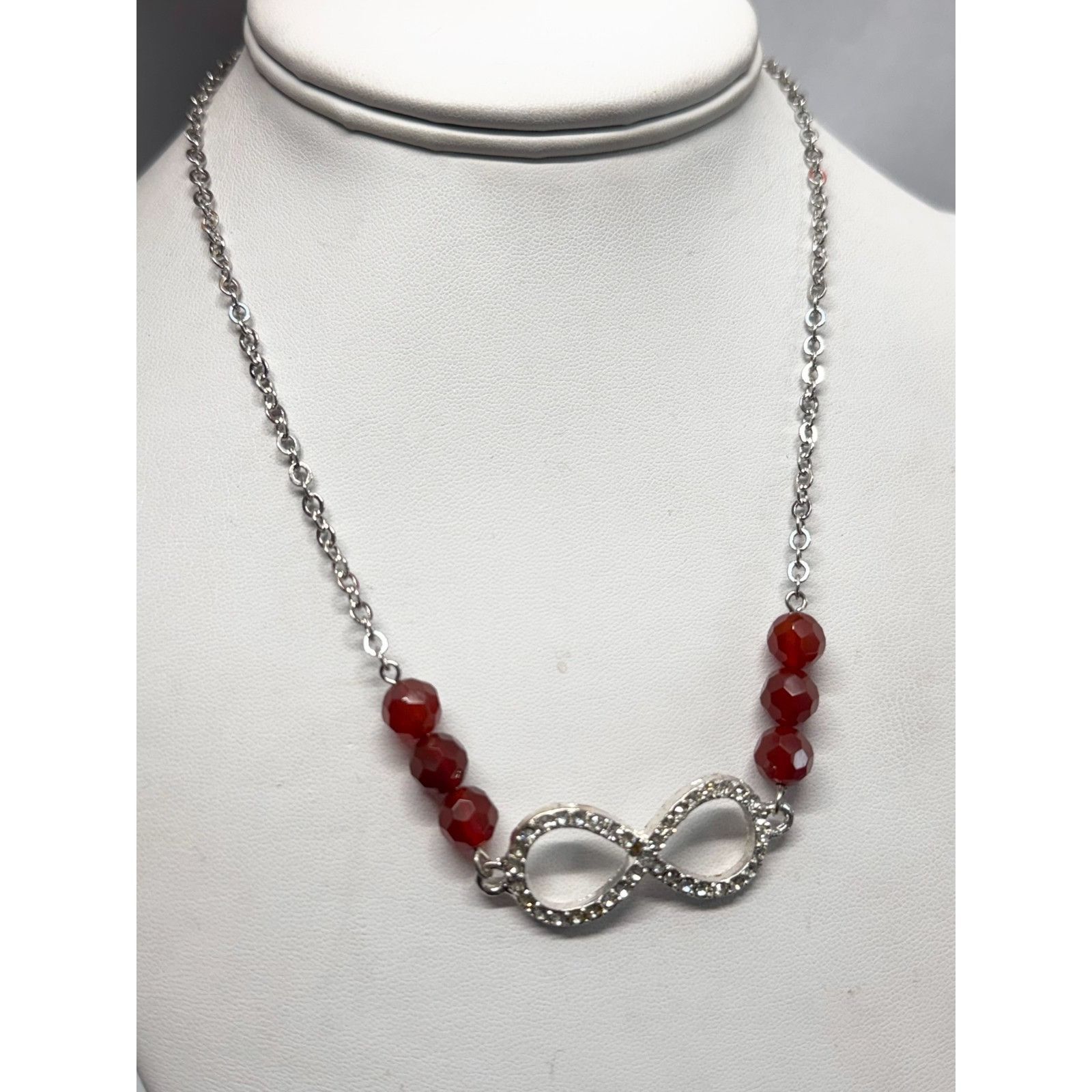 Vintage Vintage rhinestone infinity sign carnelian semi precious bea Size ONE SIZE - 4 Thumbnail